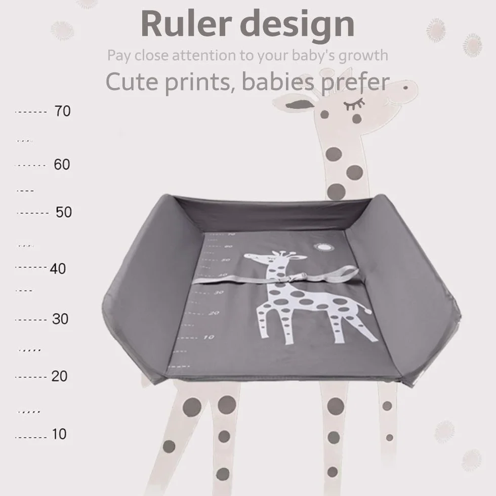 Table à Langer Pliante RELOVE avec Panier de Rangement 25kg 80x66x98 cm Gris