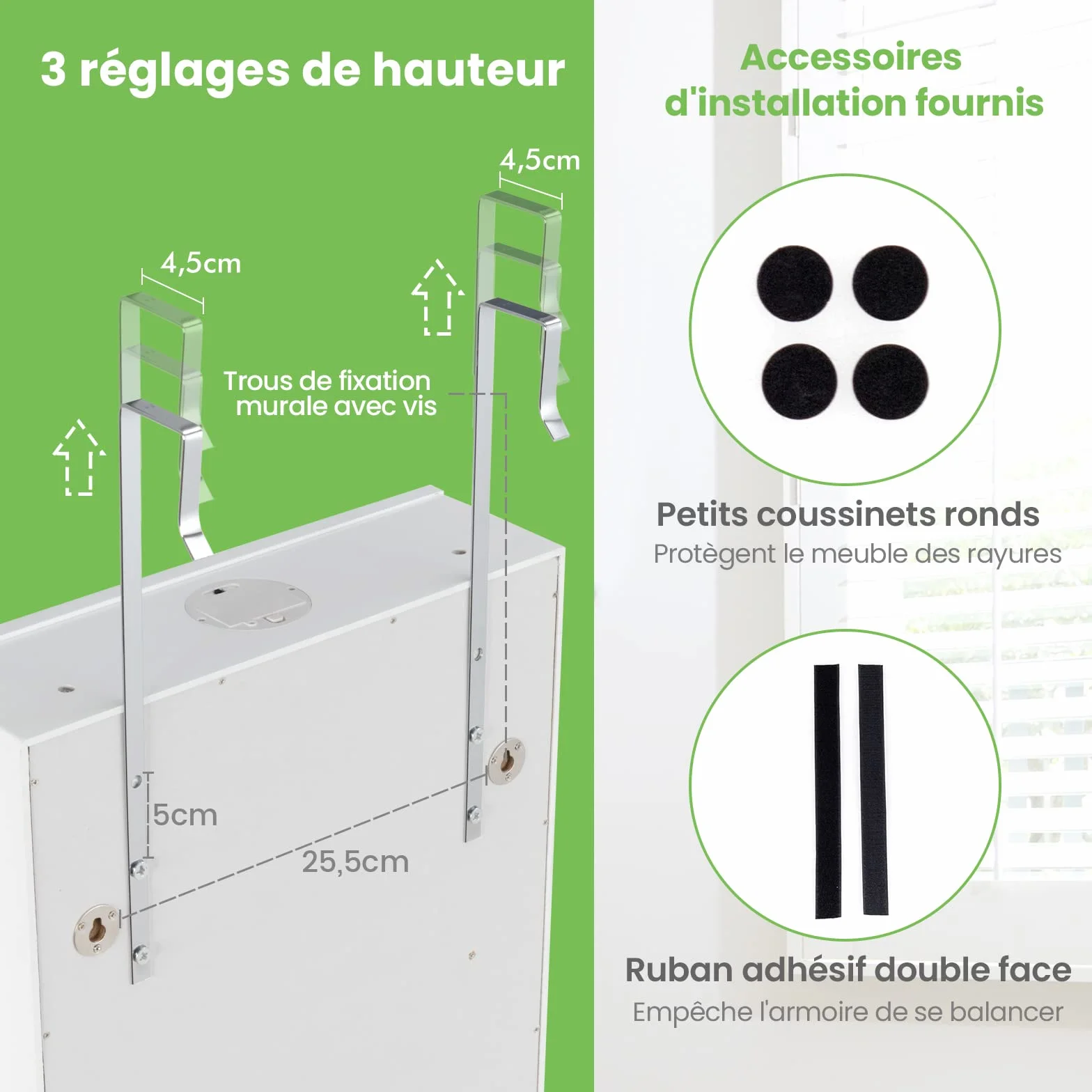 COSTWAY Armoire à Bijoux Murale LED 5 Lumières avec Miroir 6 Tiroirs 36,5 x 11,5 x 120 cm Blanc
