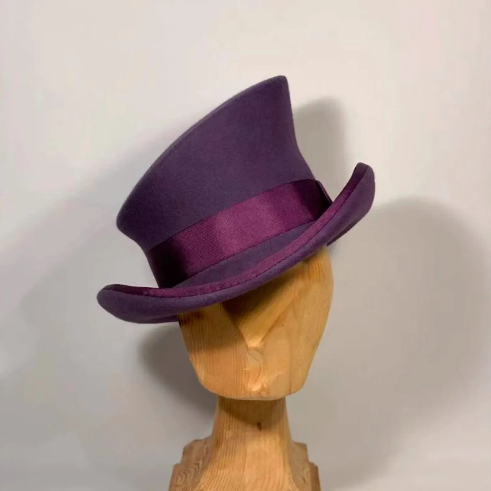 Chapeau asymétrique oreilles chasse laine unisexe haut de forme punk ruban mode hiver