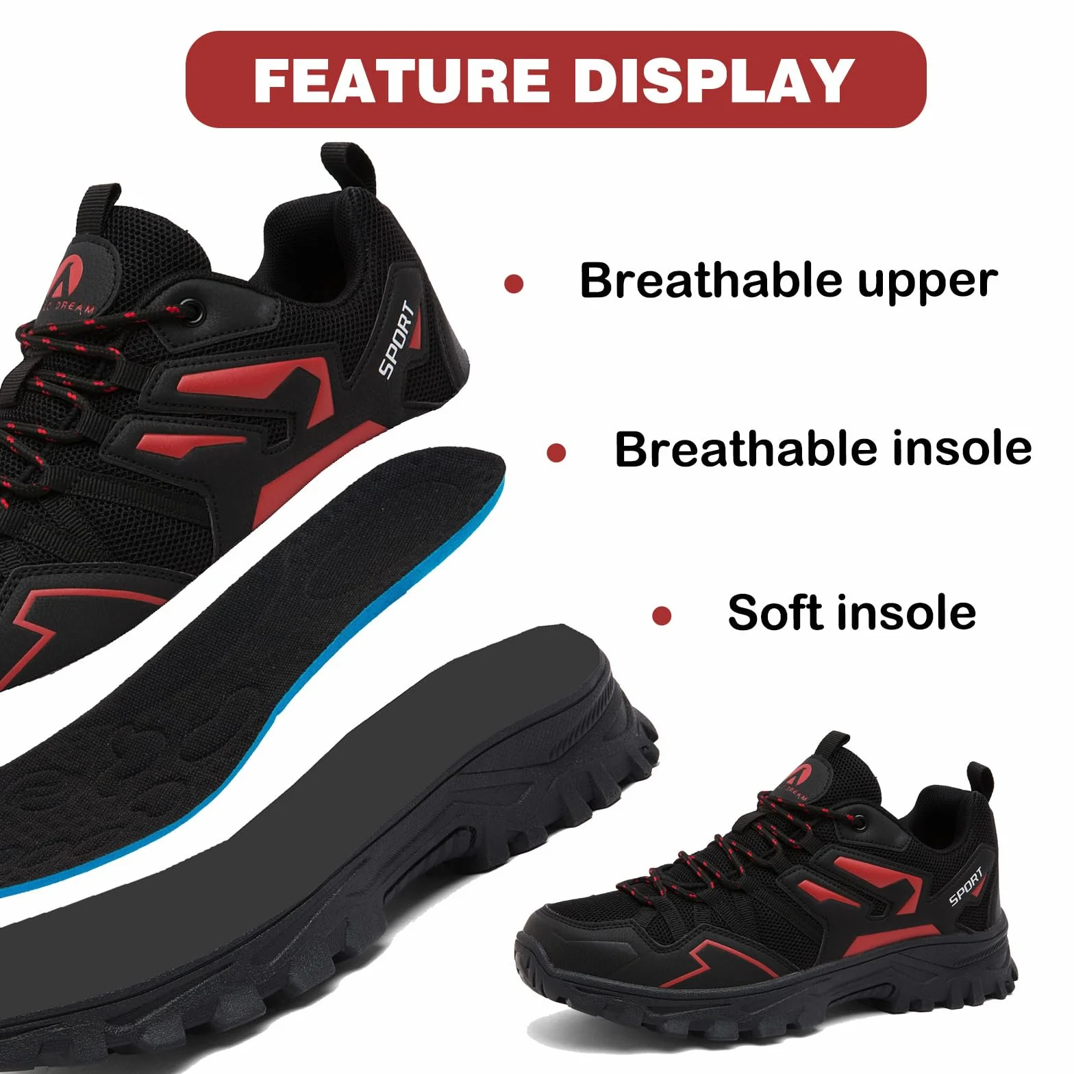 Chaussures de Randonnée Homme Antidérapantes Respirant Trekking Stabilité