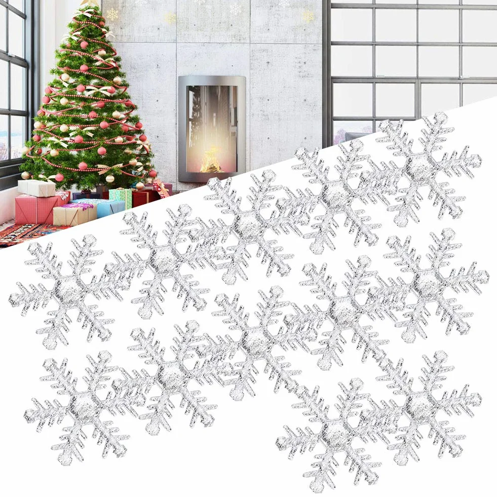 Flocons de Neige Argentés en Tissu Non Tissé pour Décoration de Noël et Mariages d'Hiver