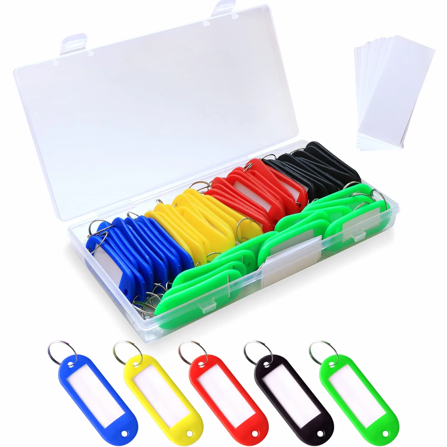 50 Pièces Porte-clés Bagages en Plastique, Étiquettes de Clé 5 Couleurs 5,8cm*2,2cm pour Voyage Hôtel