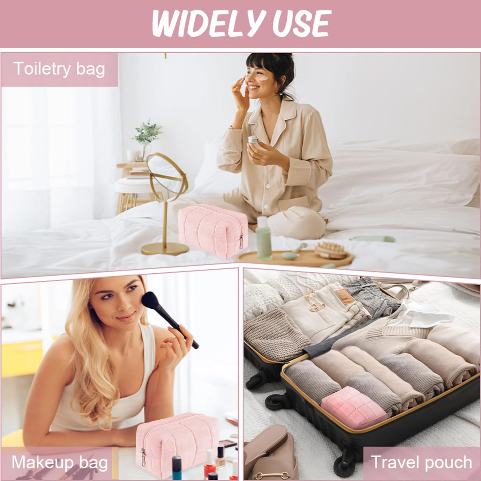Grande Trousse de Maquillage Aucuu, Sac Cosmétique de Voyage avec Fermeture éclair Motif Floral