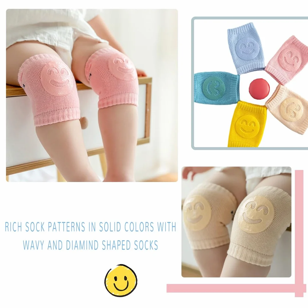 Genouillères Bébé Antidérapantes 5 Paires Protection Genoux Rampants Multicolore