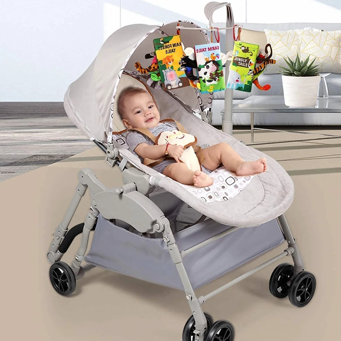 beiens Livre Tissu Bébé Eveil Sensoriel Doux Animaux 0-3 mois Cadeau Naissance