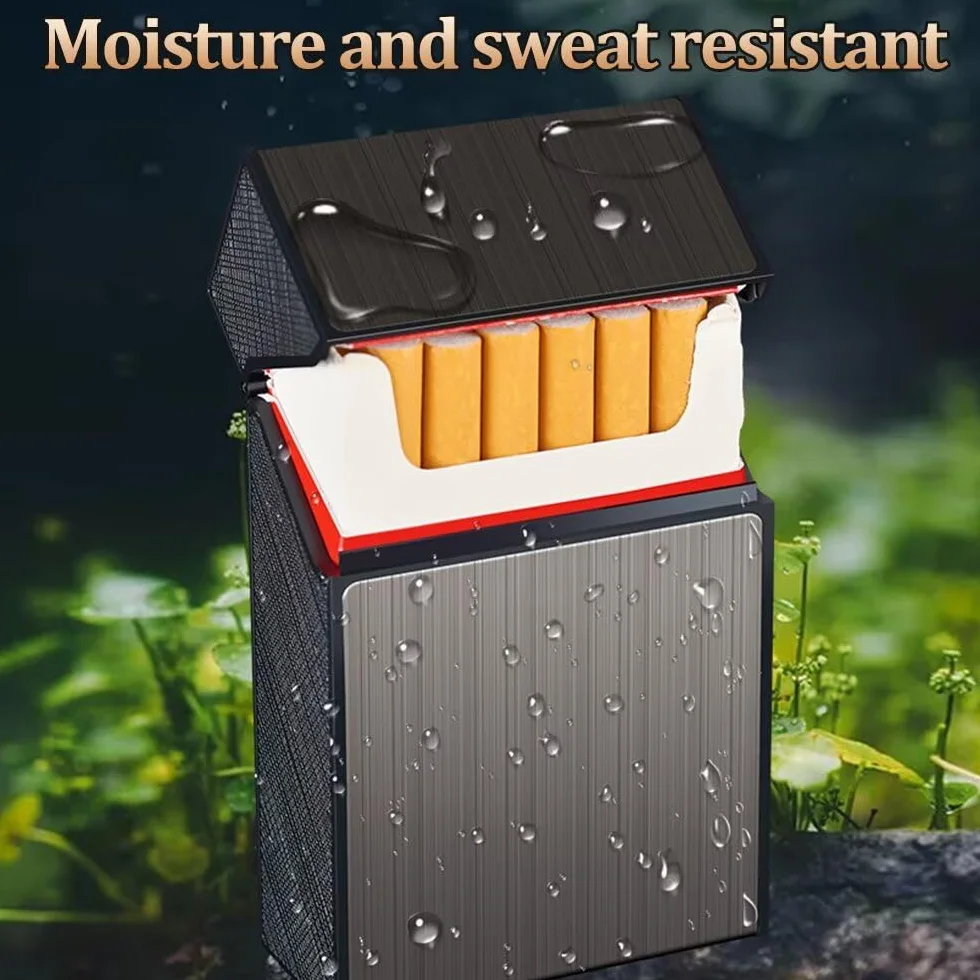 Boîte à cigarettes en aluminium 2 en 1 avec briquet électronique rechargeable pour 20 cigarettes