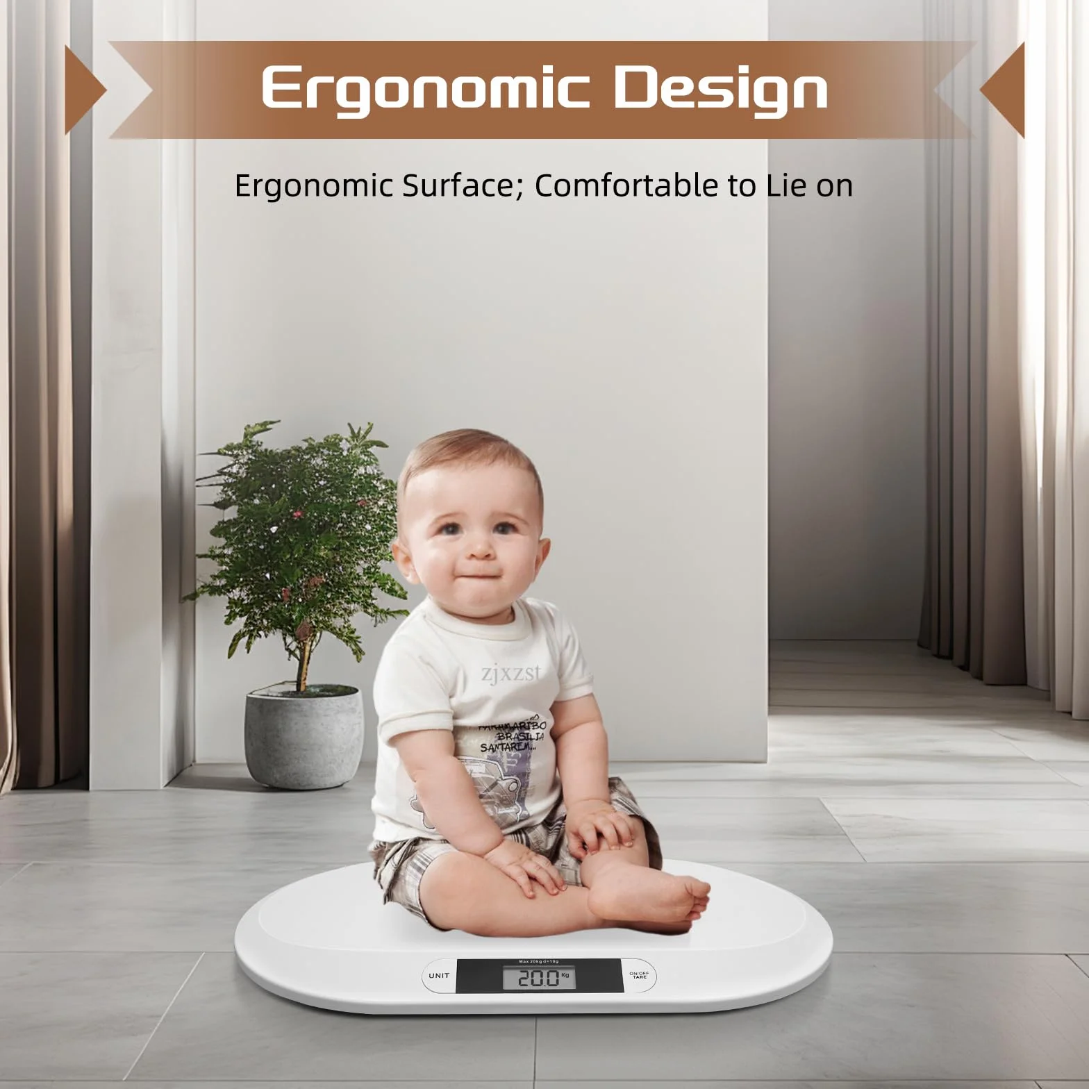 Pèse-bébé numérique 20 kg écran LCD fonction tare 3 unités kg/lbs/st blanc
