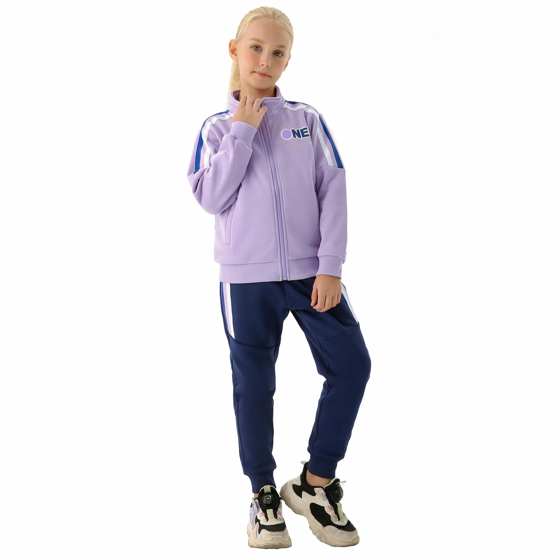 Survêtement 2 Pièces Fille Ensemble Veste et Pantalon Tenue Jogging Âge 4-15 Ans