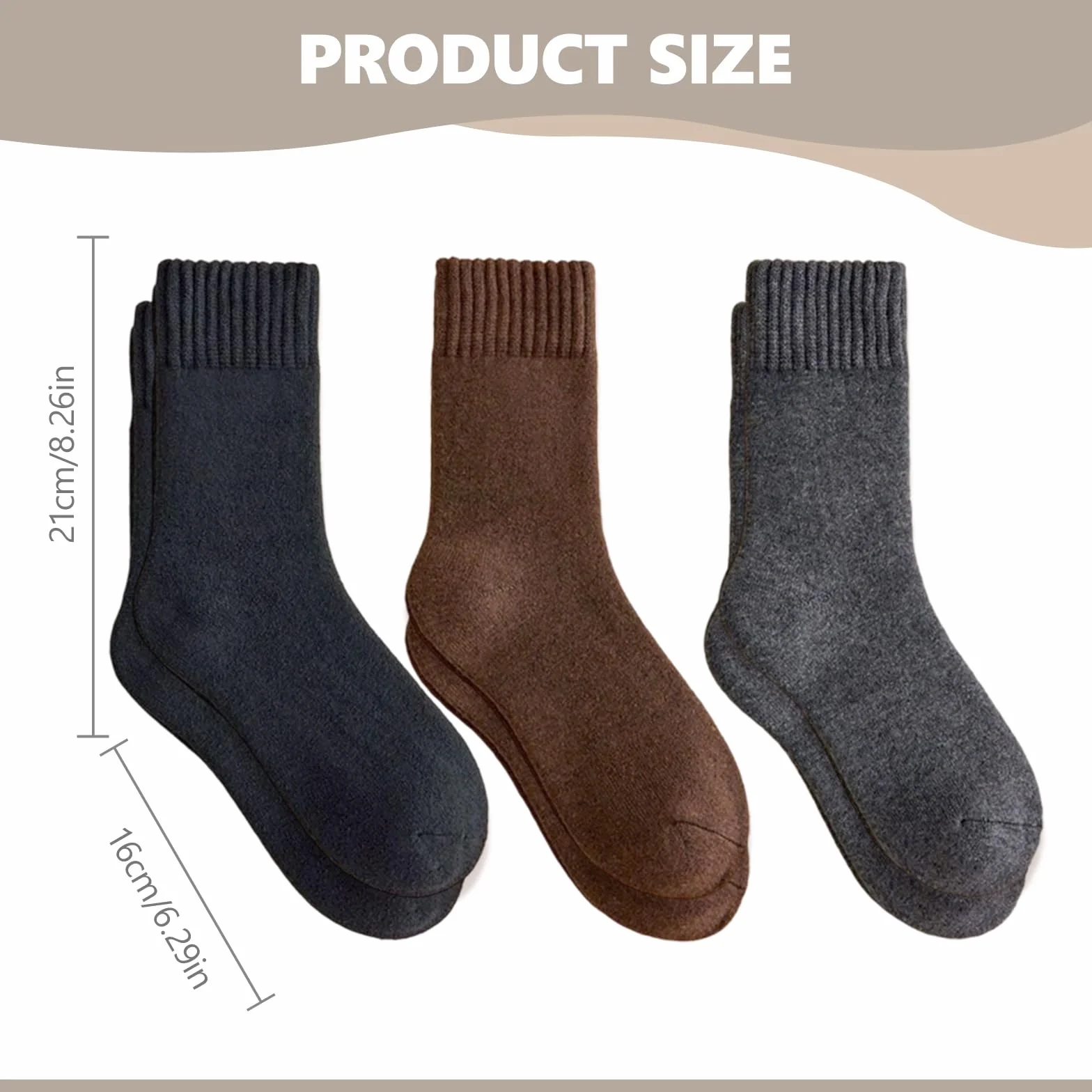 Chaussettes Chaudes Homme Hiver Thermiques en Laine, 3 Paires, Chaussette de Randonnée