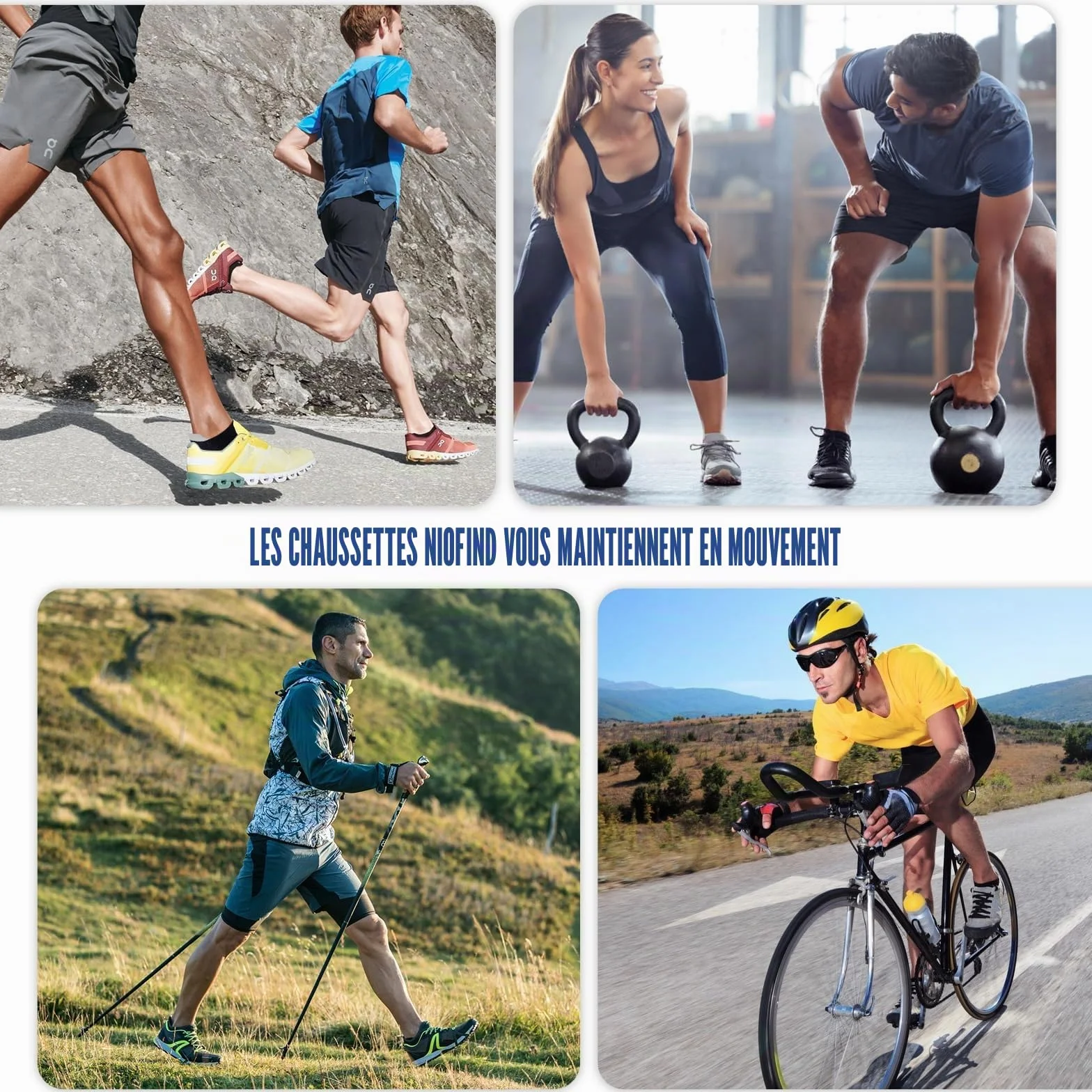 Niofind Chaussettes Homme Sport Lot de 6 Paires Coton Respirant Anti-transpiration Running Travail Randonnées