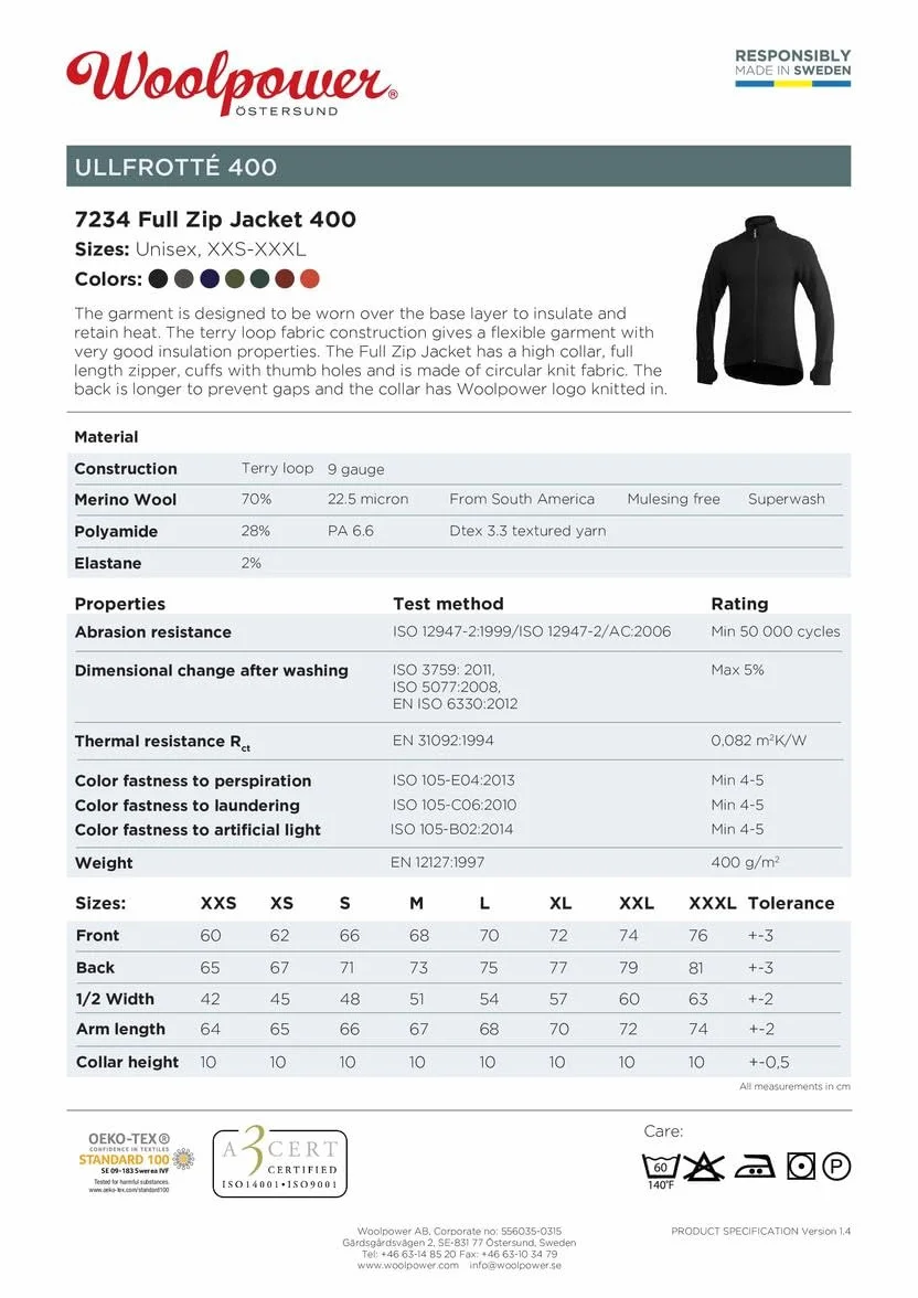 Woolpower Full Zip Jacket 400