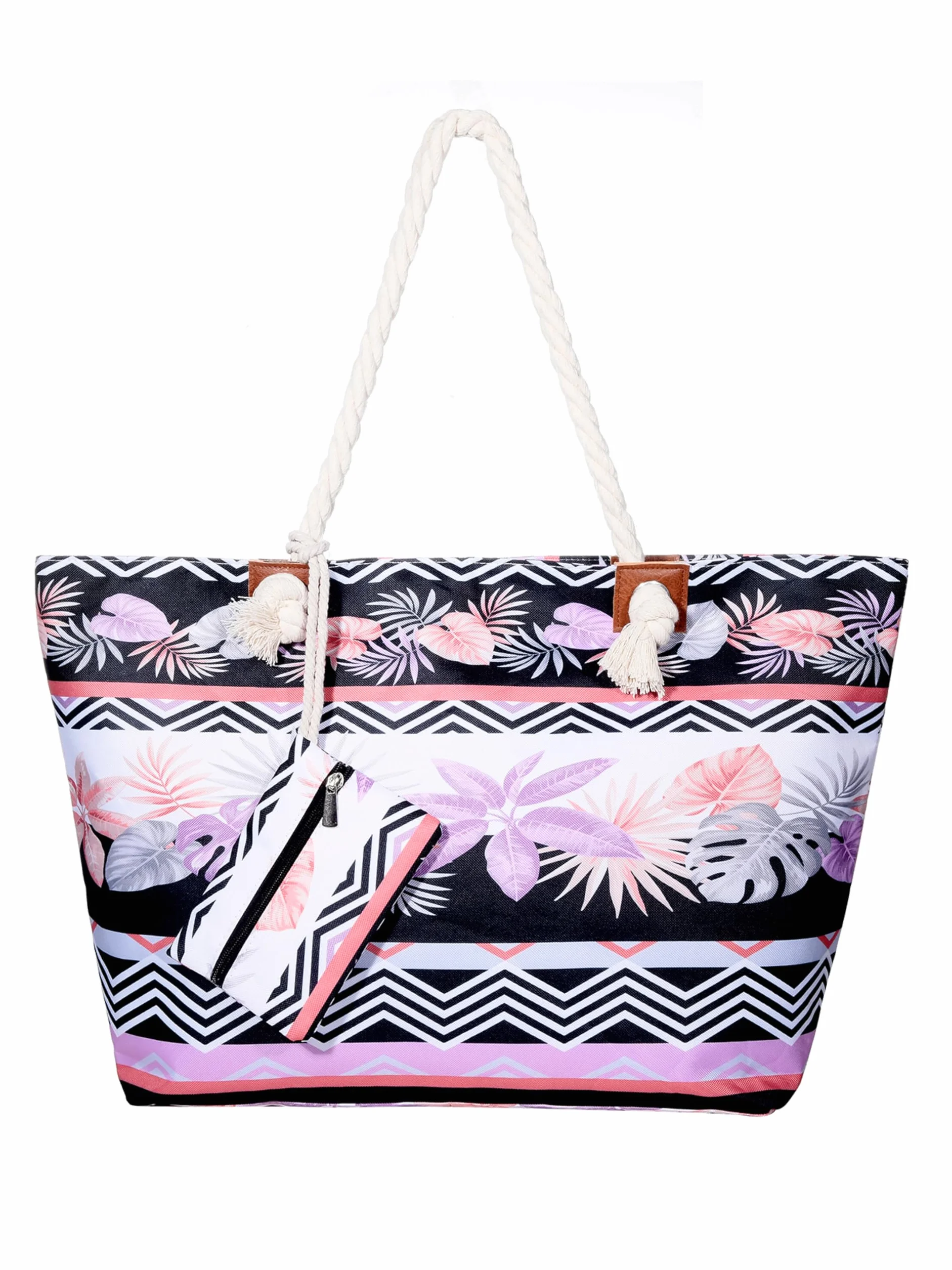 Grand Sac de Plage avec Fermeture à Glissière Sac Shopping Bandoulière