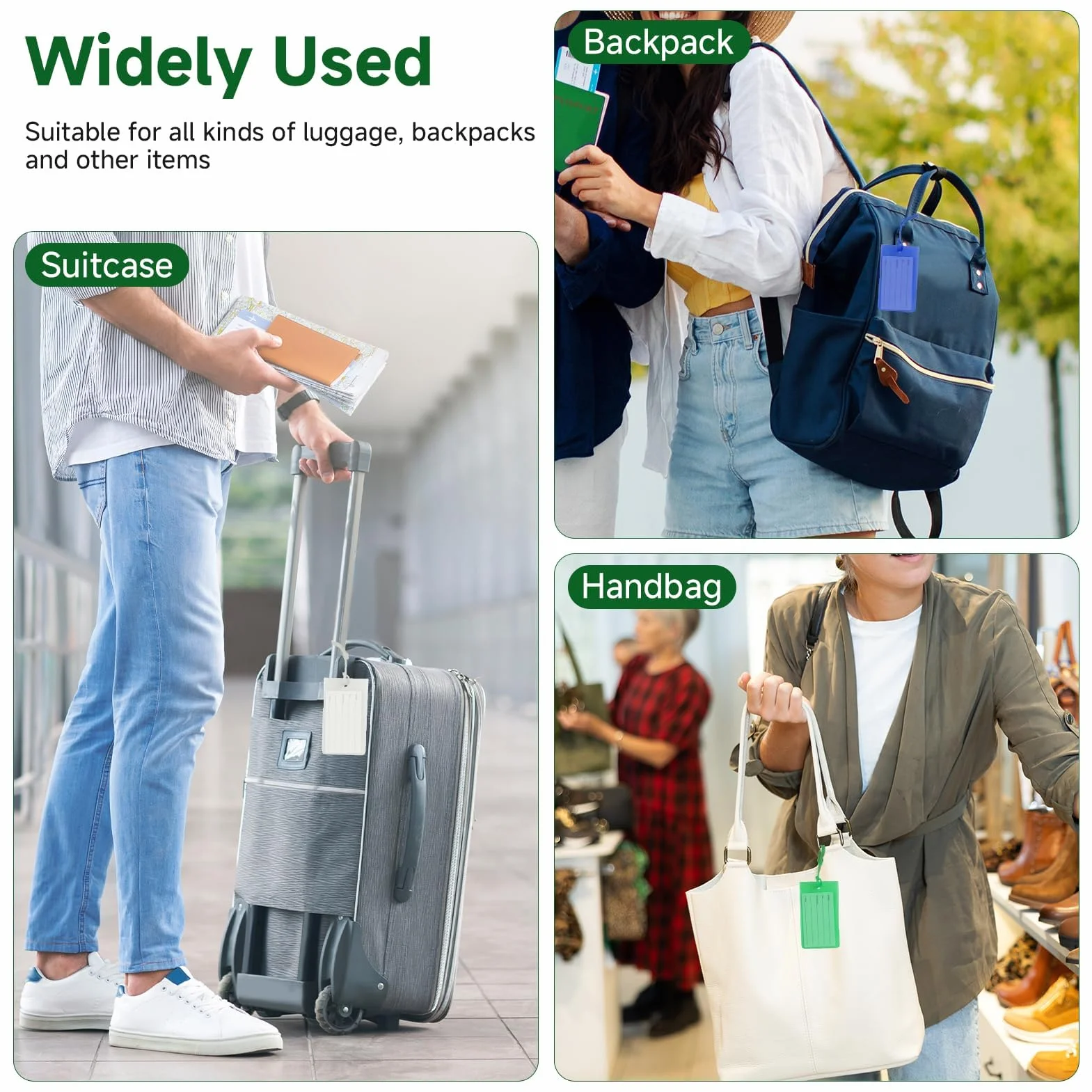 Étiquette Valise avec Carte PVC Étanche 8 Pièces, Porte Nom Bagage pour Voyage Sacs à Dos
