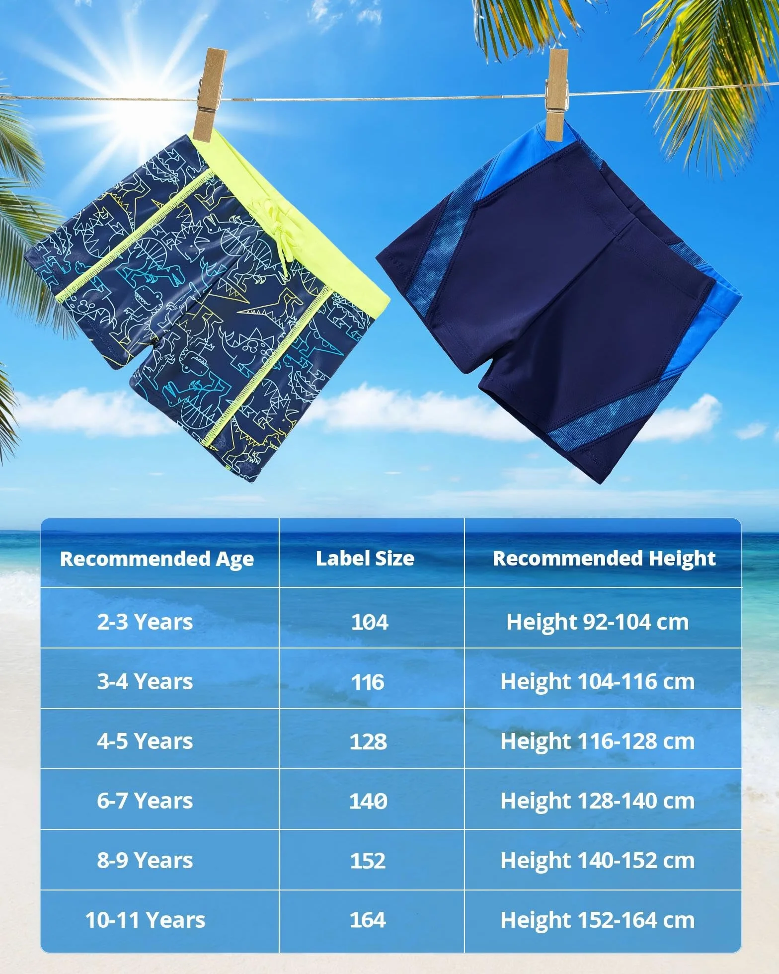 Maillots de Bain pour Garçons 2-11 Ans, Short de Bain Élastique Séchage Rapide