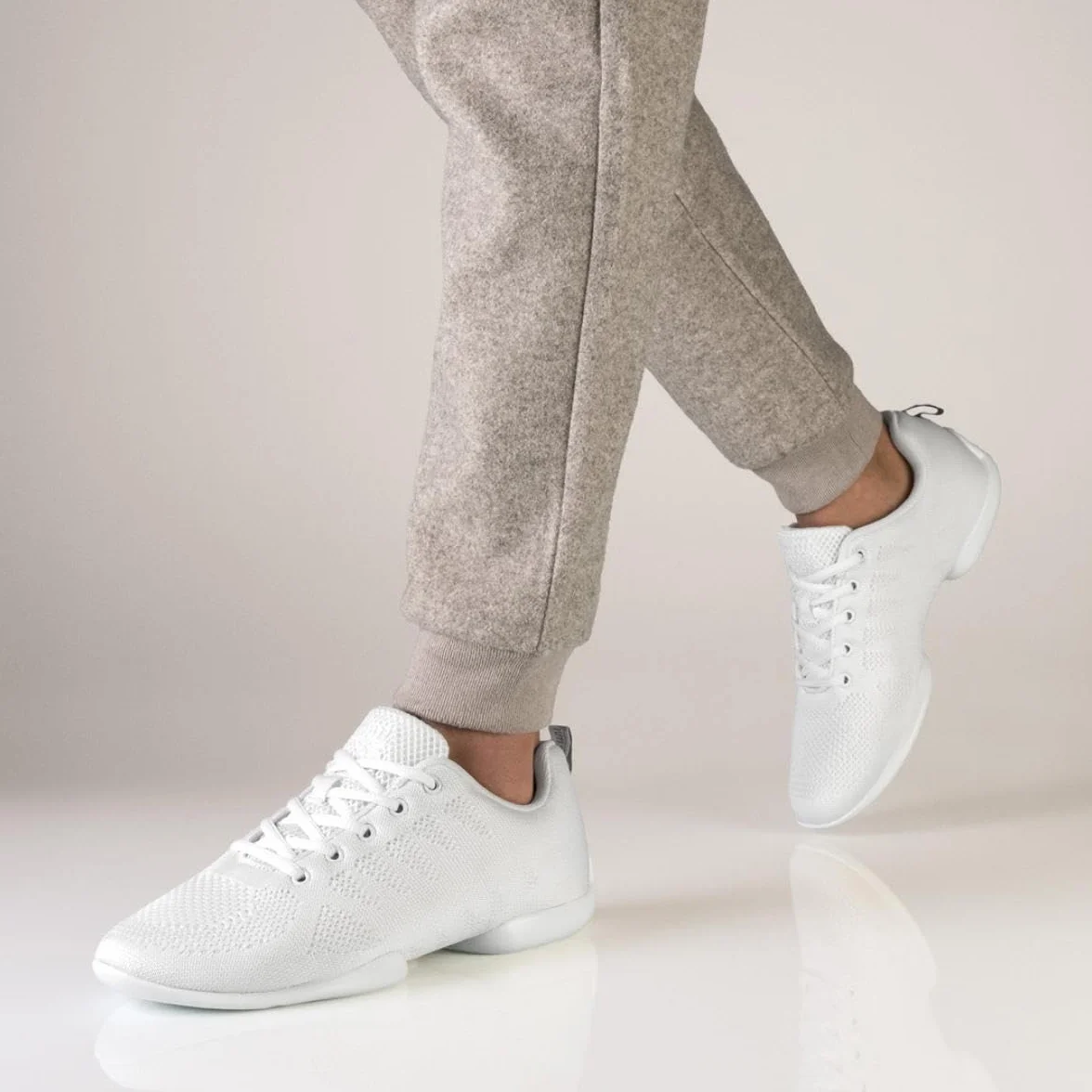 Anna Kern Suny 4060 Bold Baskets de danse pour homme - Blanc tricoté - Largeur normale - Talon 1 cm - Semelle en polyuréthane divisée