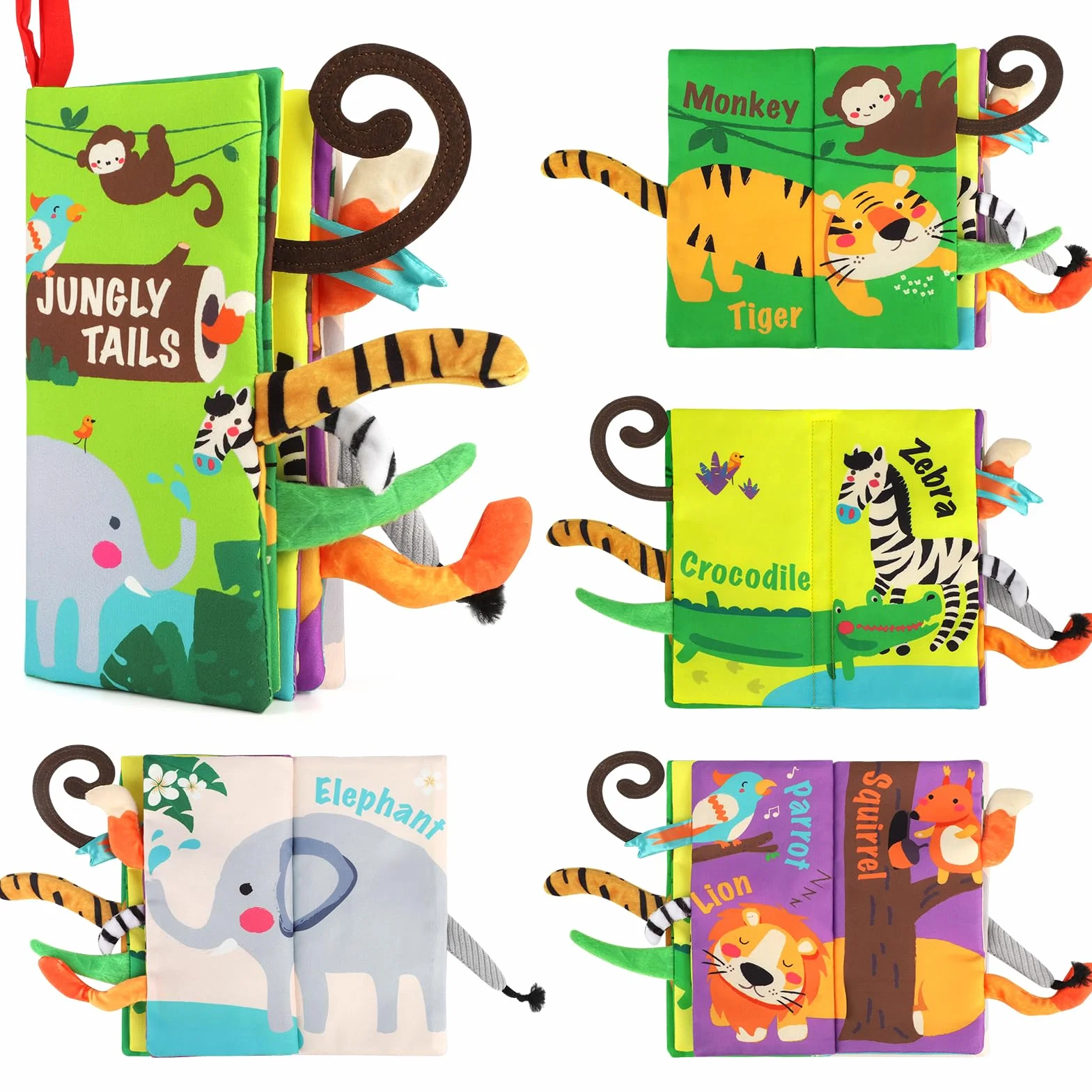 beiens Livre Tissu Bébé Eveil Sensoriel Doux Animaux 0-3 mois Cadeau Naissance