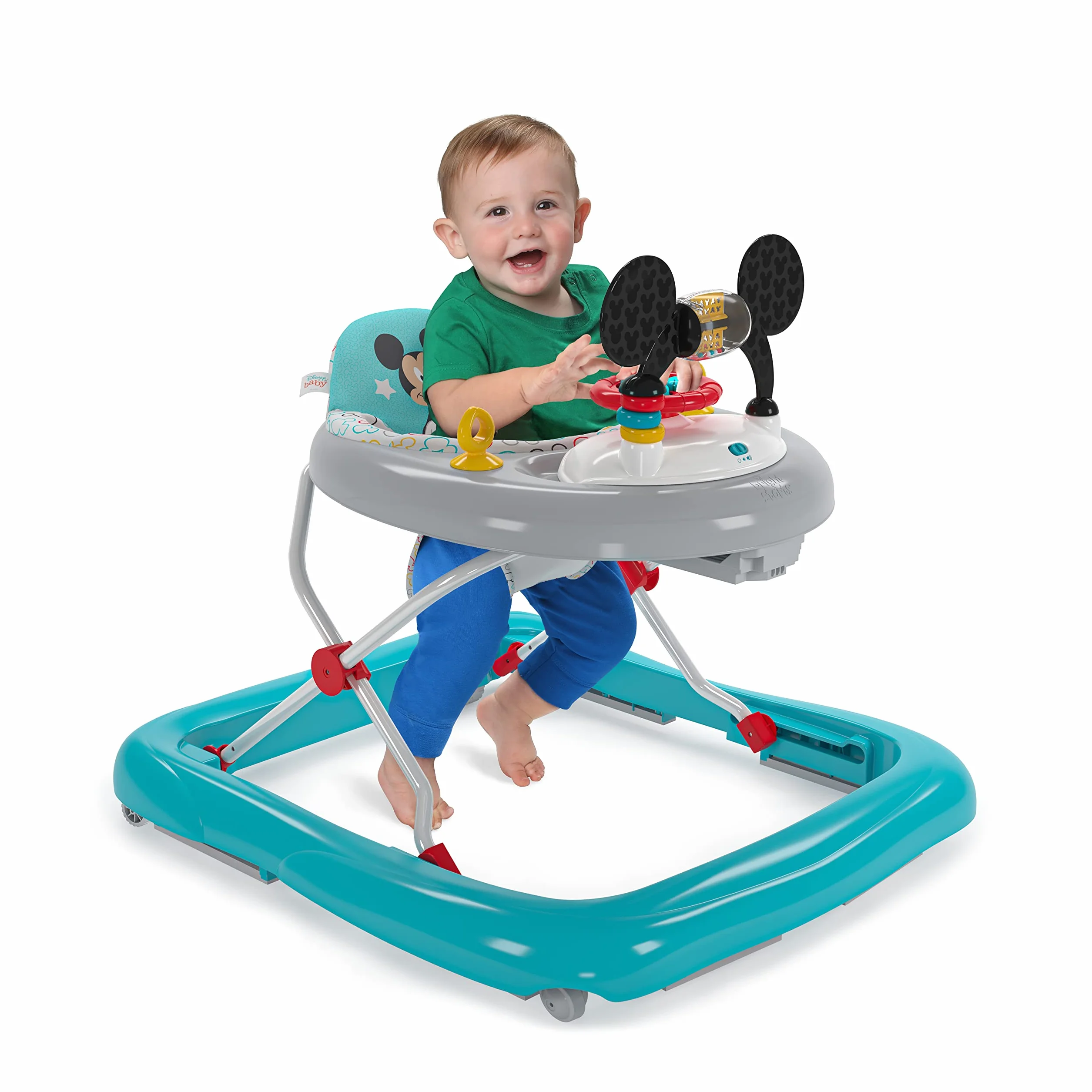 Bright Starts Disney Baby Trotteur Mickey Original Bestie 2 en 1 Centre d'activités avec lumières et musique, hauteur réglable