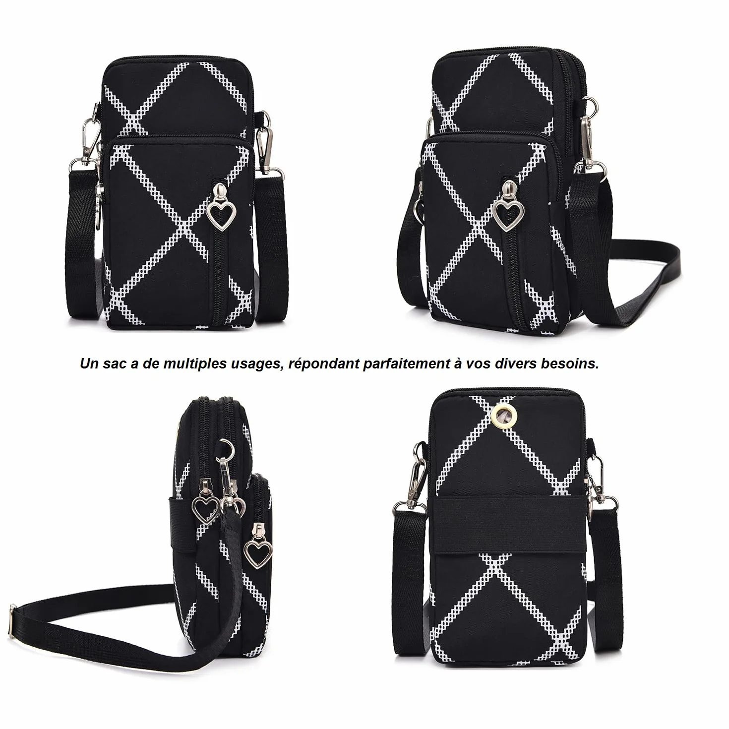 Petit Sac Téléphone Portable Femme Bandoulière Portefeuille Crossbody