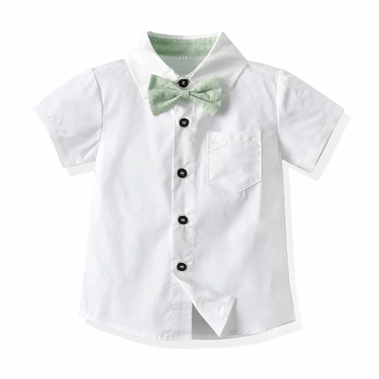 Volunboy Bébé Garçon Ensemble Costume Manches Courtes Noeud Papillon Chemise Short Bretelle Barboteuse
