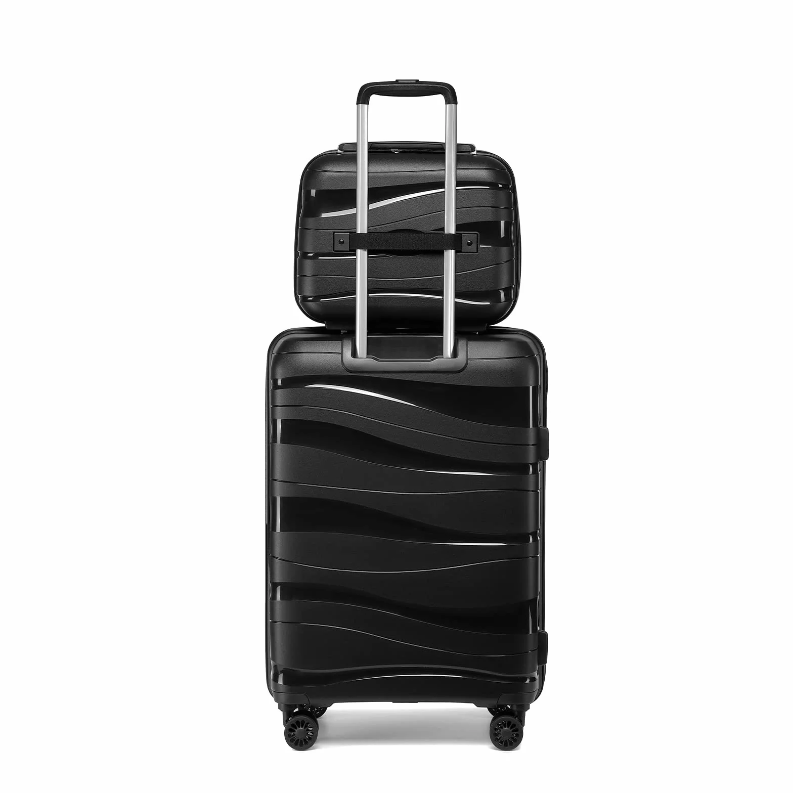 Kono Vanity Case Rigide ABS Portable 35.5x29.5x18.5cm Trousse de Toilette Noir