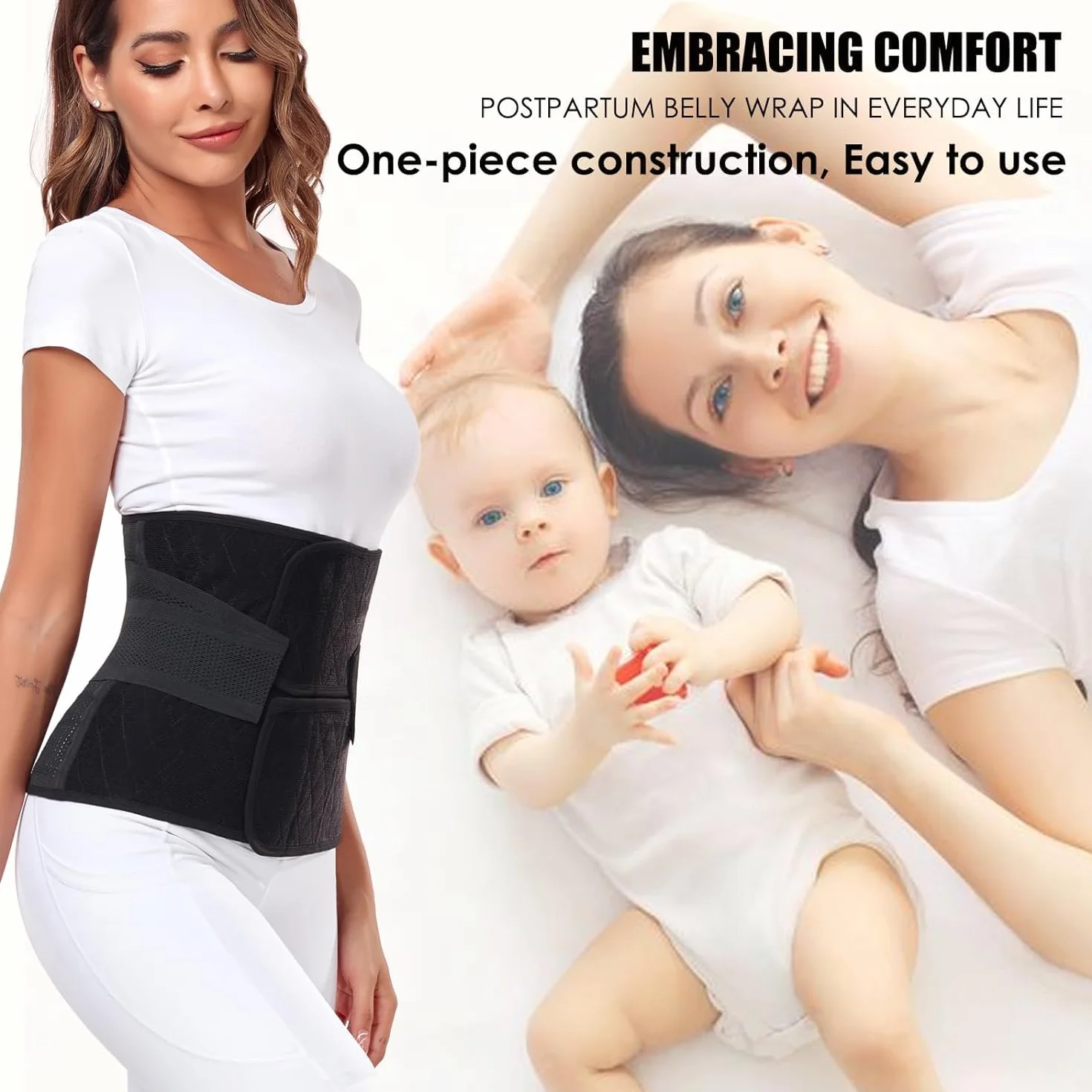 MAMODY Ceinture post accouchement ventre plat post-partum Noir L