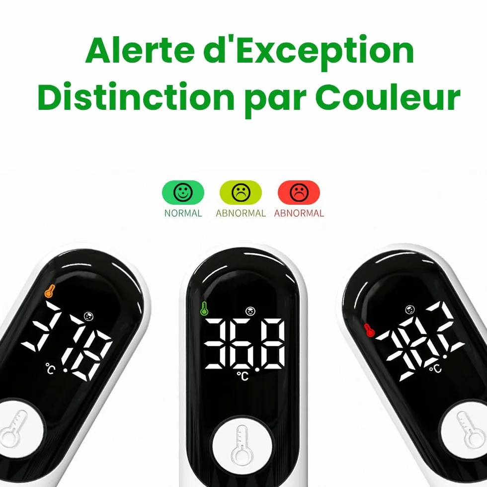 Thermomètre Frontale Sans Contact Infrarouge Numérique avec Alarme Fièvre et Écran LCD Rechargeable USB