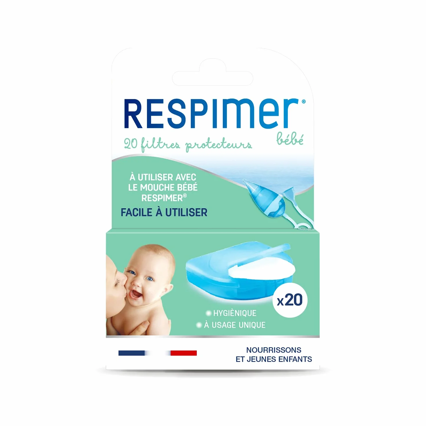 Respimer 20 Recharges Mouche Bébé Filtres Protecteur Rhume Rhynopharyngite Fabriqués en France