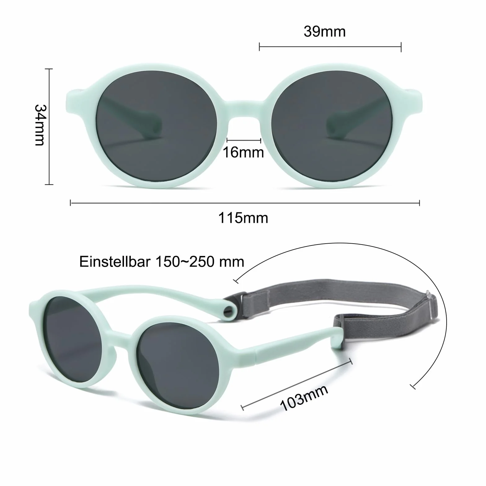 Lunettes de soleil polarisées bébé 0-3 ans lanières