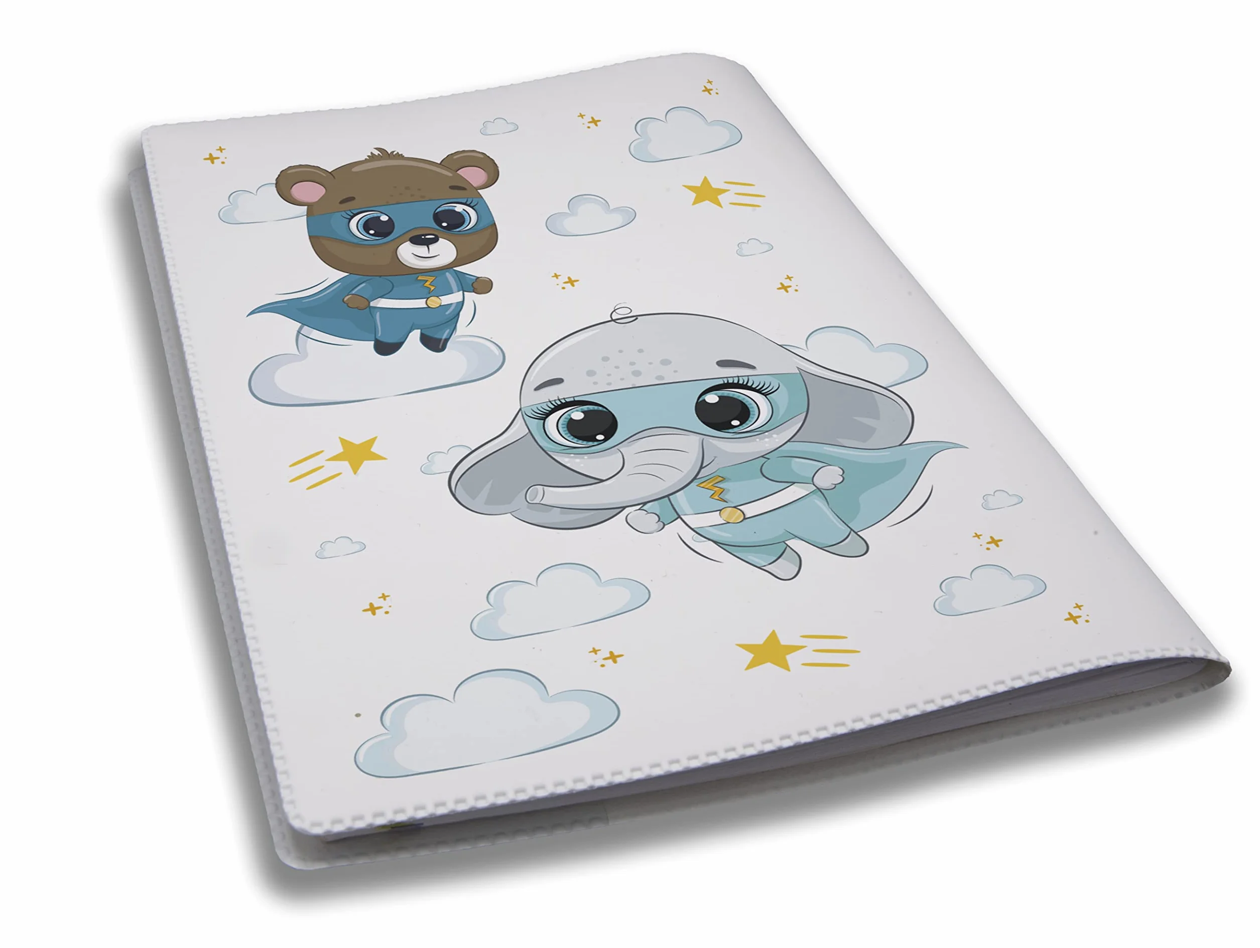 Housse carnet de santé personnalisé Éléphant Super Héros, idée cadeau naissance original