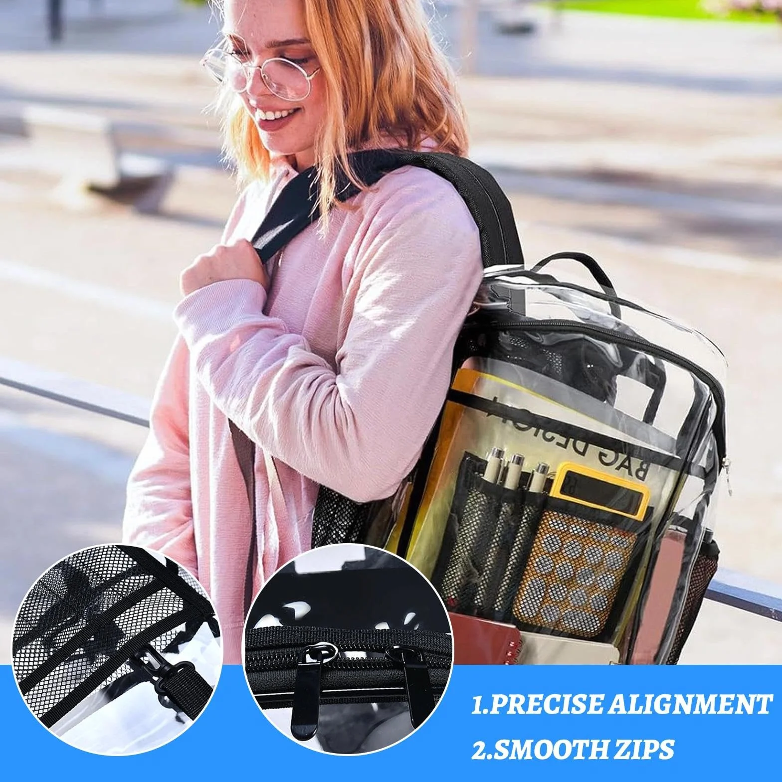 Sac à Dos Transparent Imperméable PVC pour Sécurité, Voyages, Concerts et Sport