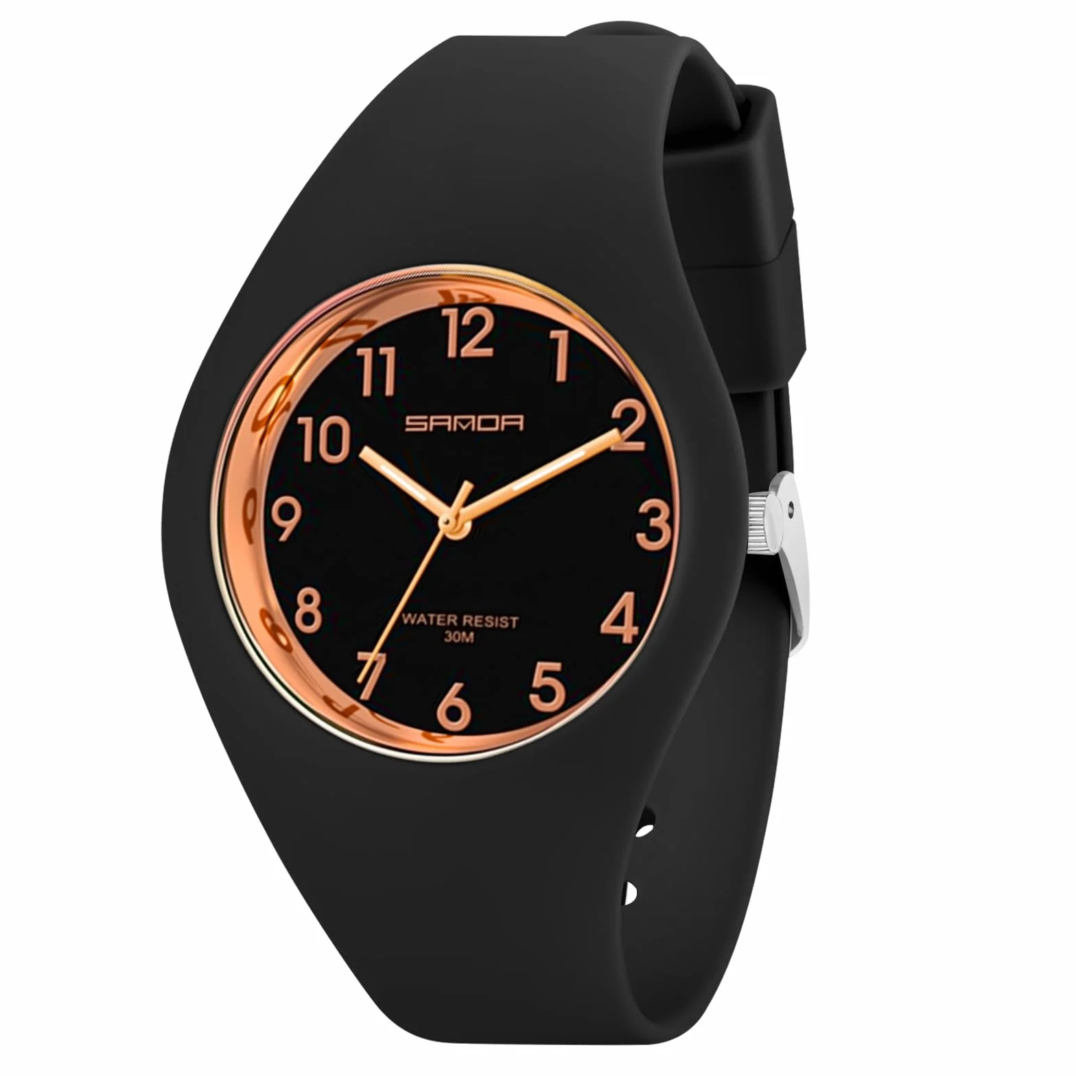 Montre pour Femme avec Bracelet en Silicone, Montre de Sport Analogique Etanche, Grand Cadran Facile à Lire