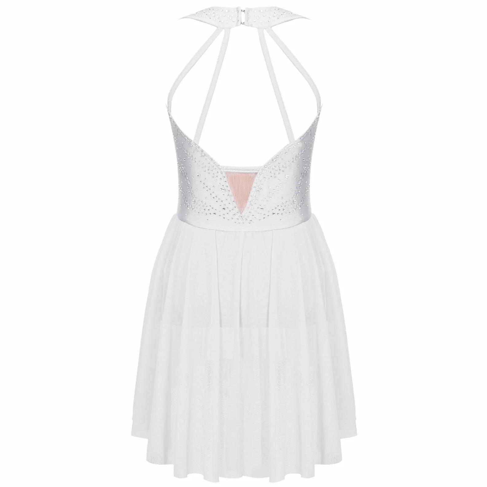 Robe Patinage Artistique Sans Manches Strass Justaucorps Gymnastique Danse Enfant Fille 5-16 Ans