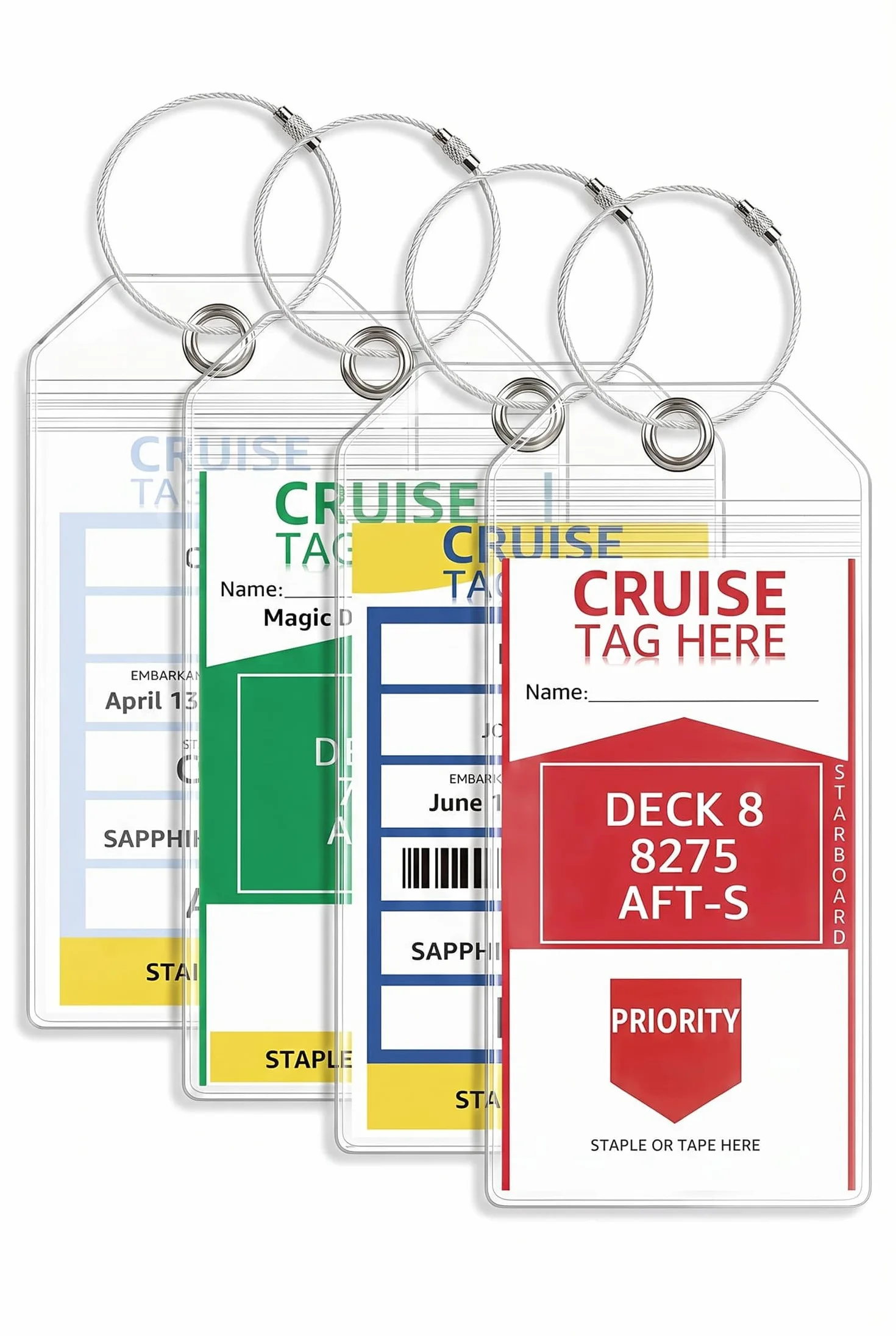 Lammcou Étiquettes de bagages XXL PVC robuste étanche transparentes 19x11cm 4pcs pour Aida TUI Mein Schiff
