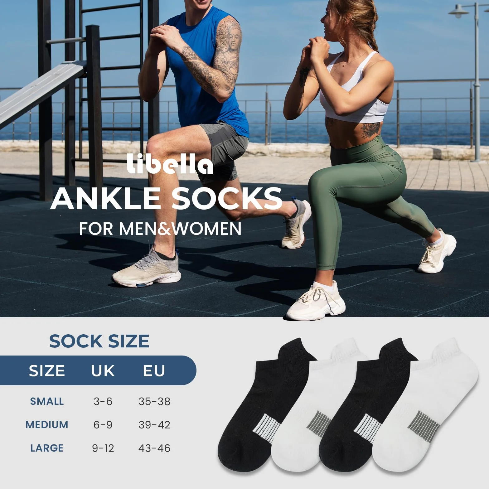 Libella 10 Paires Chaussettes Homme Coton Soquettes Sport Courtes Respirantes Course 43-46