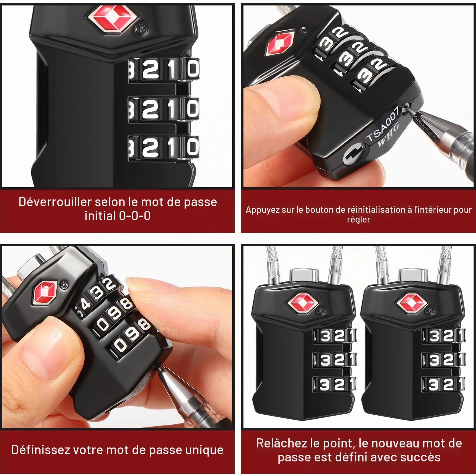 Blendura Cadenas TSA Valise 2 Pack Serrures à Bagages à Combinaison 3 Chiffres