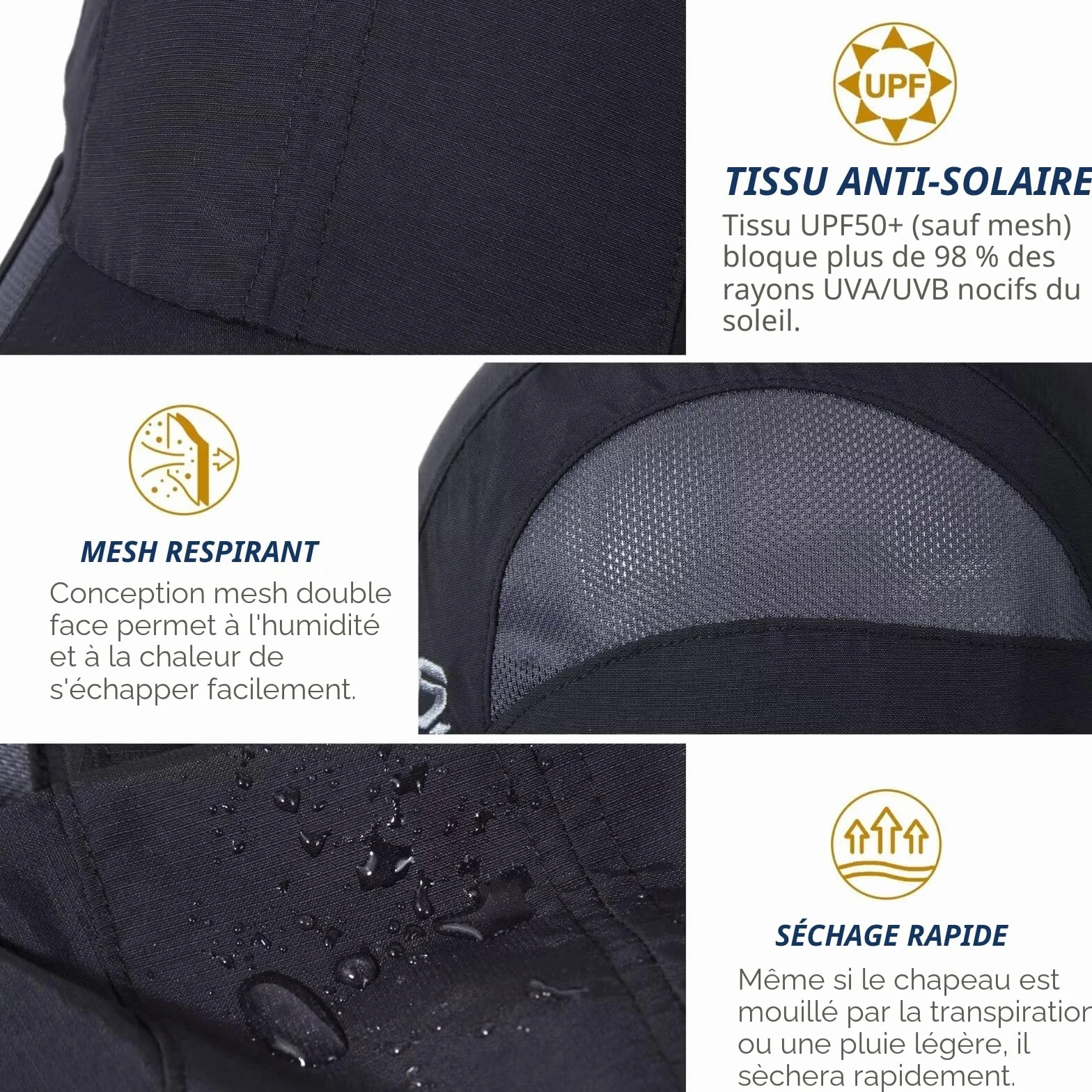 GADIEMKENSD Casquette Extérieur Course Respirable Séchage Rapide