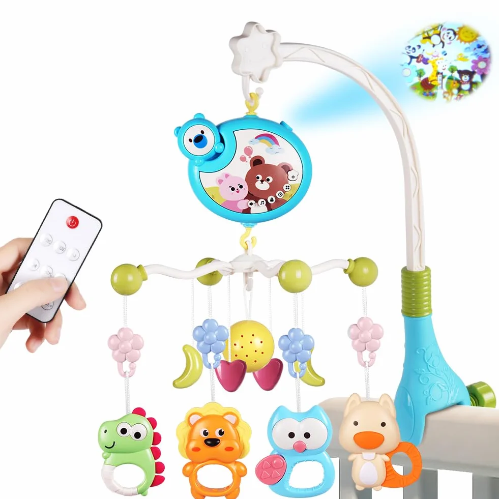 Aolso Mobile Musical Bébé 3-en-1 avec Lumières et Musique, Projecteur pour Lit et Poussette, Cadeau Nouveau-Né