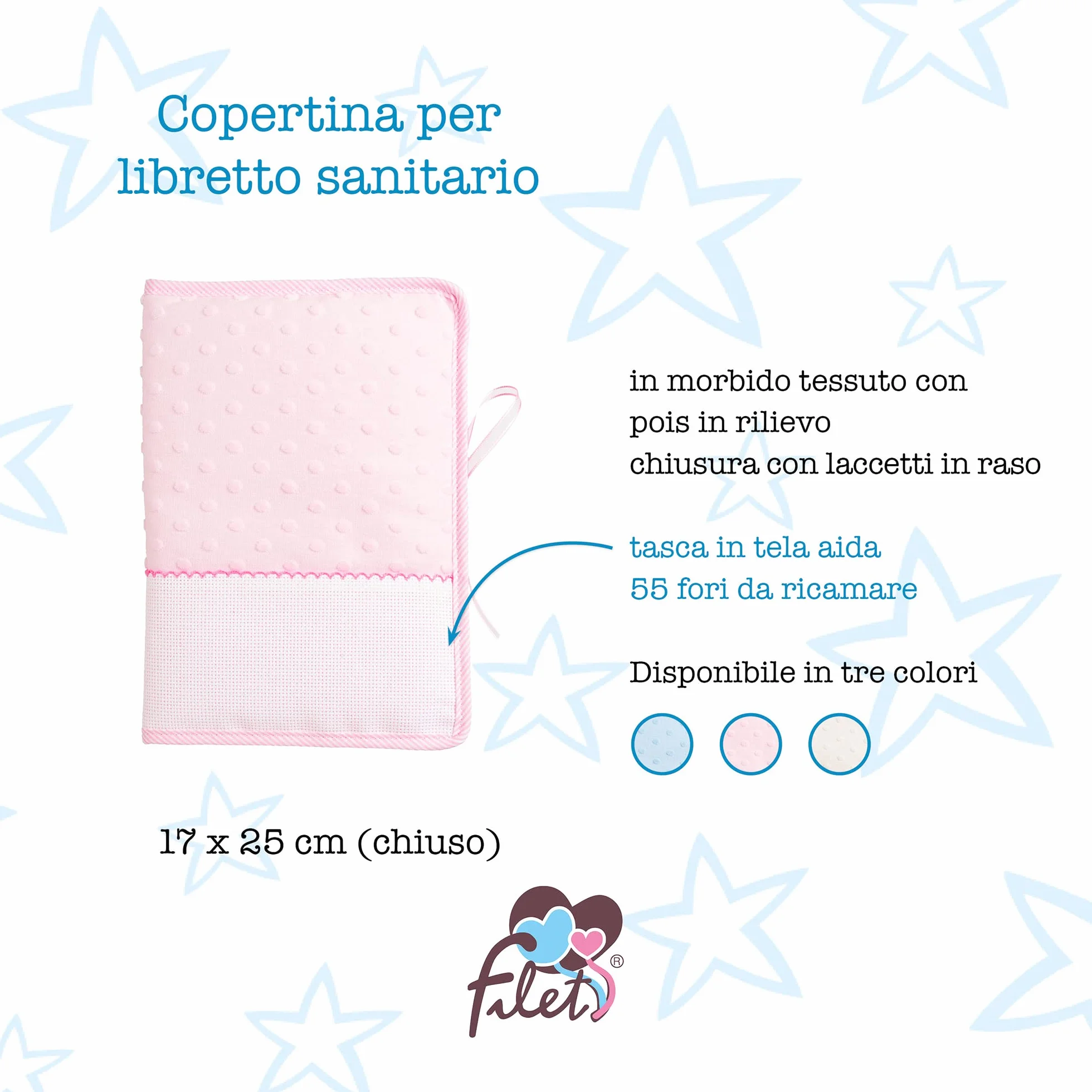 Couvre-Livret Sanitaire à Broder, Cover Documents Sanitaires Nouveau-né, Compatible avec Chaier de Santé de l’Enfant, Rose