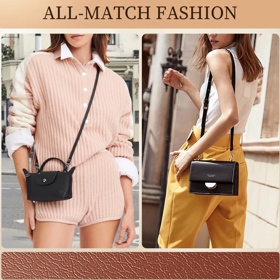 Bandoulière pour Sac Longchamp, Réglable en Cuir Mini sans Boucle, Lanière avec 2 Adaptateurs