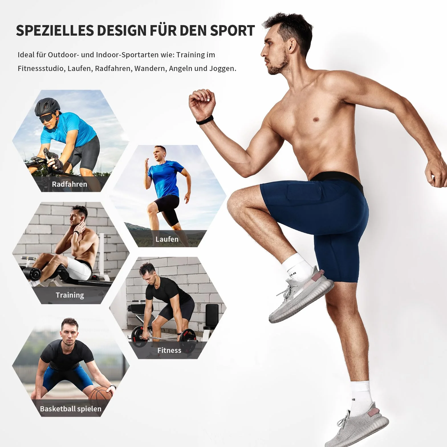 Niksa Lot de 3 Shorts de Compression pour Hommes à Séchage Rapide avec Poches
