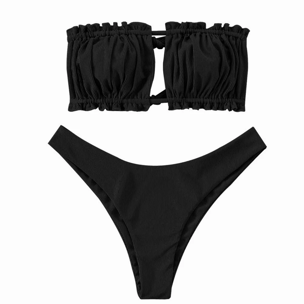 ZAFUL Bikini de 2 pièces Une Épaule Maillot de Bain Réversible 2 en 1 Peau de Serpent Bikini à Lacets au Dos