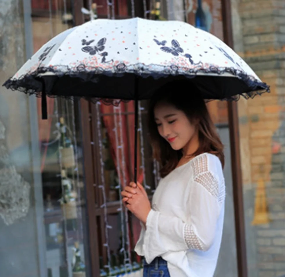 Parapluie pliant UV Ombrelle Compact Protection contre le vent Voyage Résistant à l'eau pour femmes