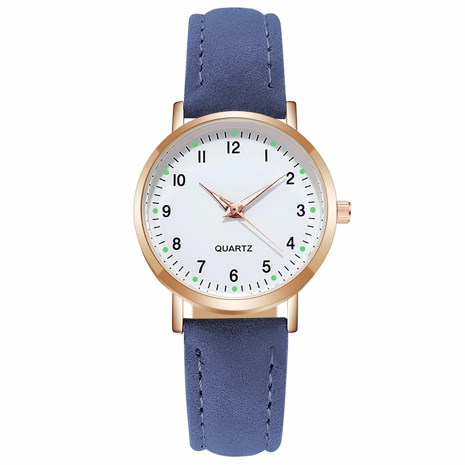 Montre Femme à Quartz Analogique Lumineux avec Bracelet en Cuir Brossé