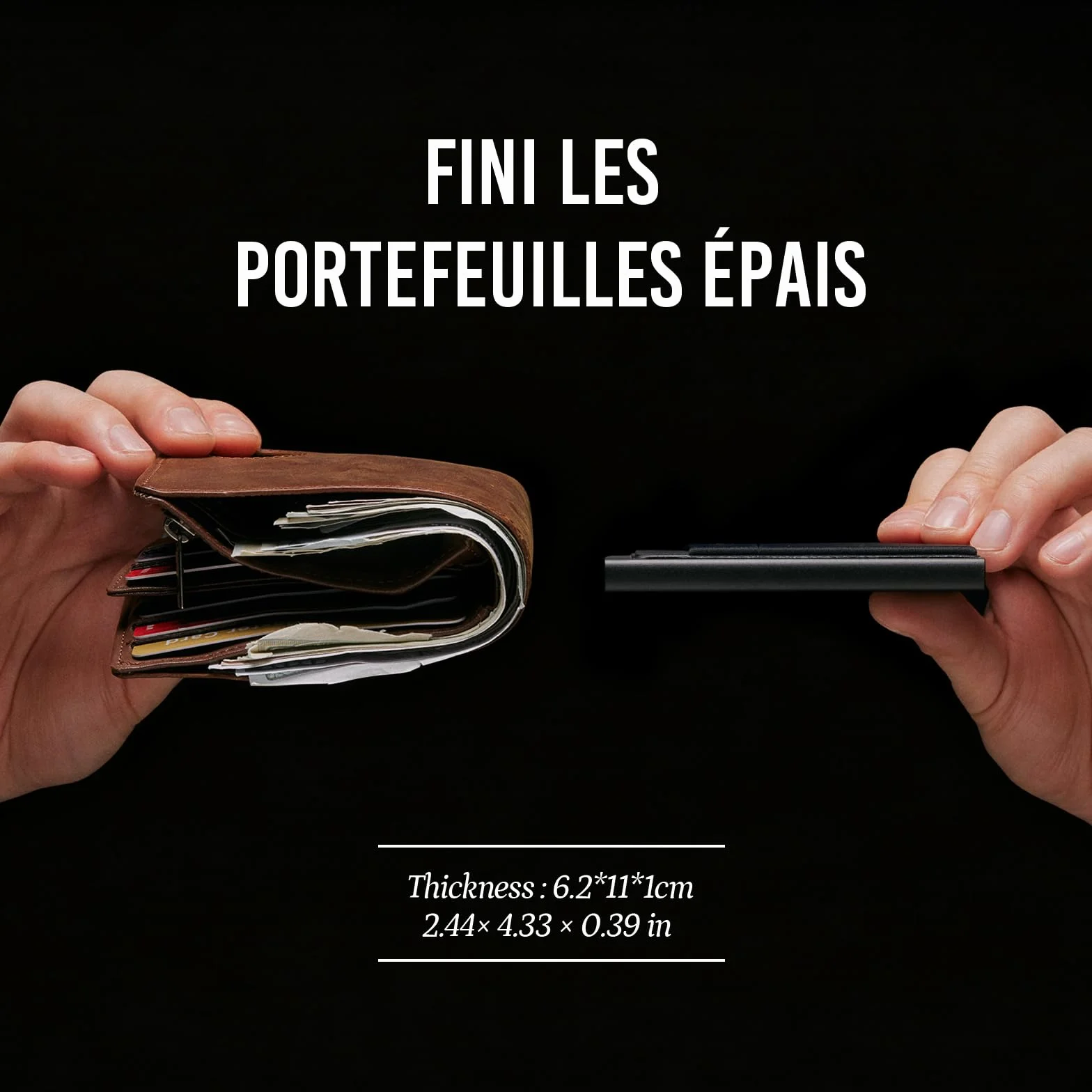 YESIIW Portefeuille Homme Aluminium Pop Up Porte-Cartes avec Blocage RFID Noir