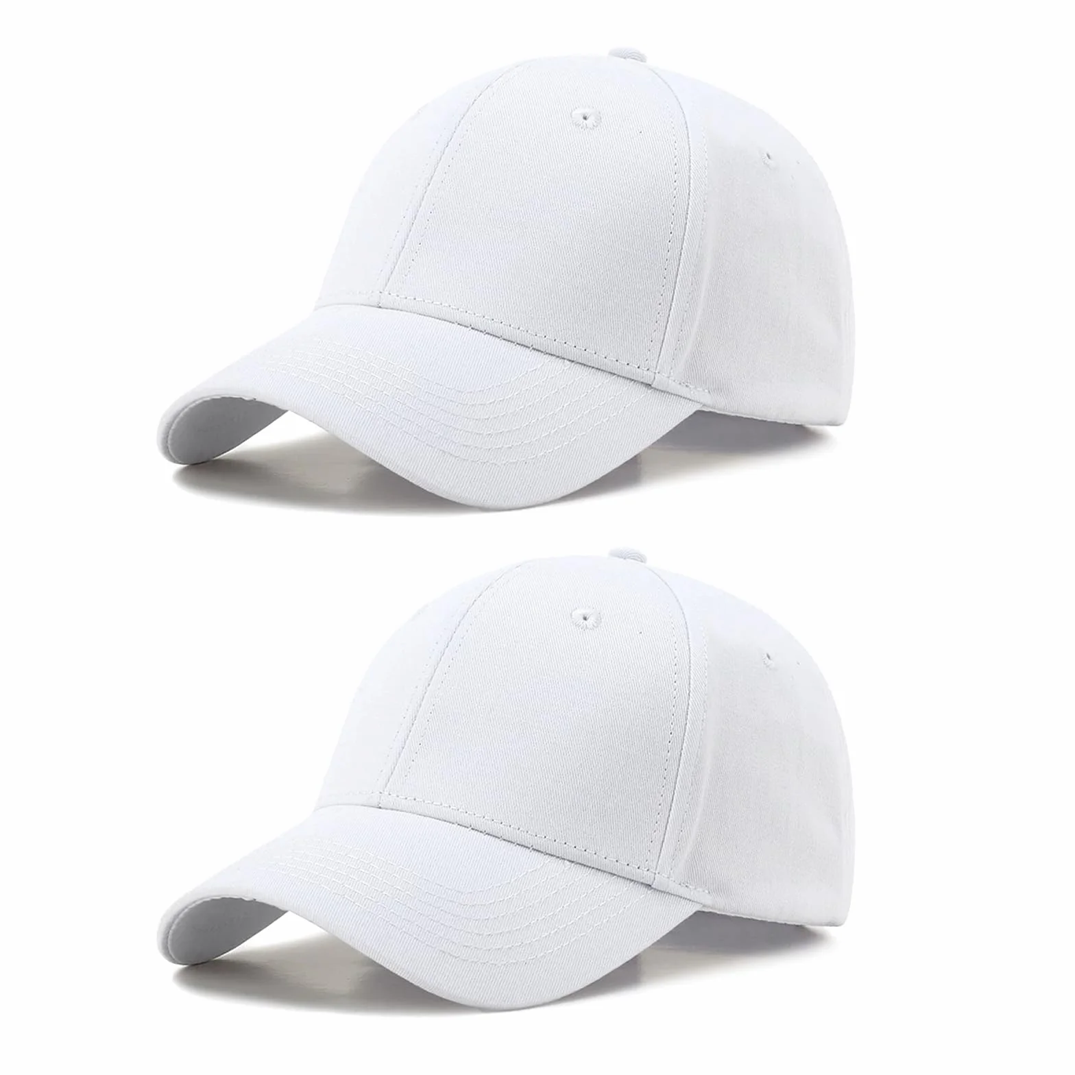 Casquette de Baseball Coton Anti-Soleil Réglable Homme Femme Unisexe Classic Chapeau Sport Extérieur Sunhat (Blanc)