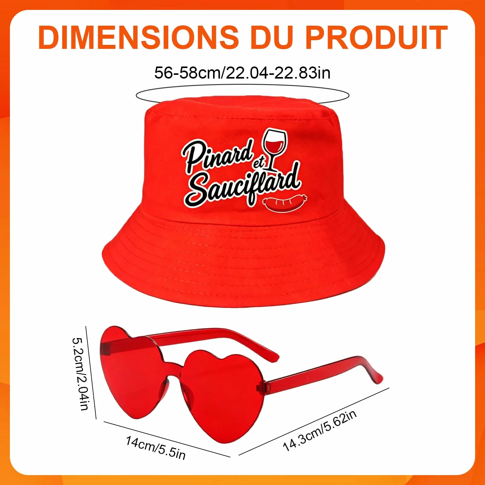 Bob Homme en Set 2 Pièces Rouge Humour Toujours, Lunettes Coeur Rouges, Chapeau de Fête Ajustable