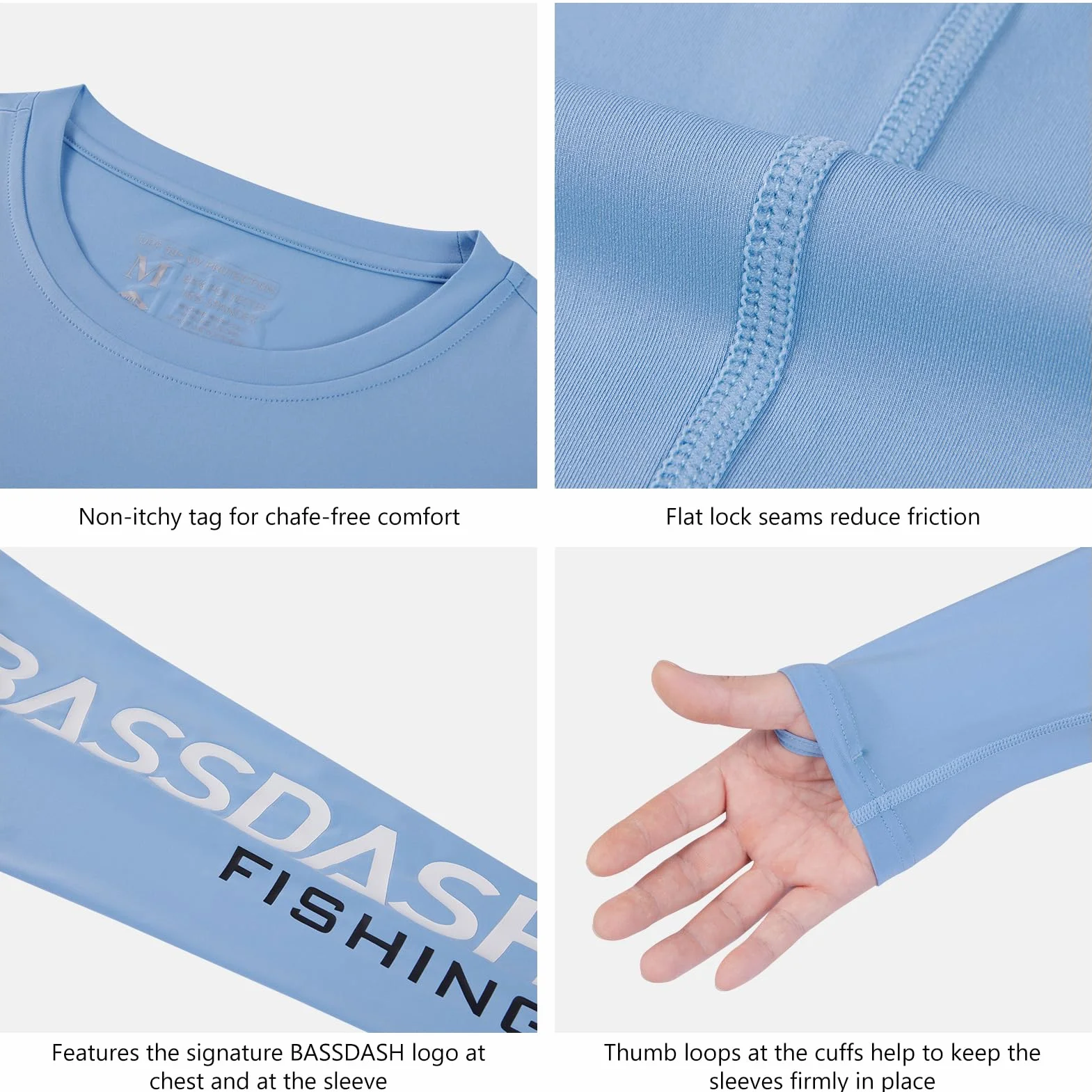 Bassdash Homme T-Shirt Anti-UV UPF 50+ Pêche Manches Longues FS31M