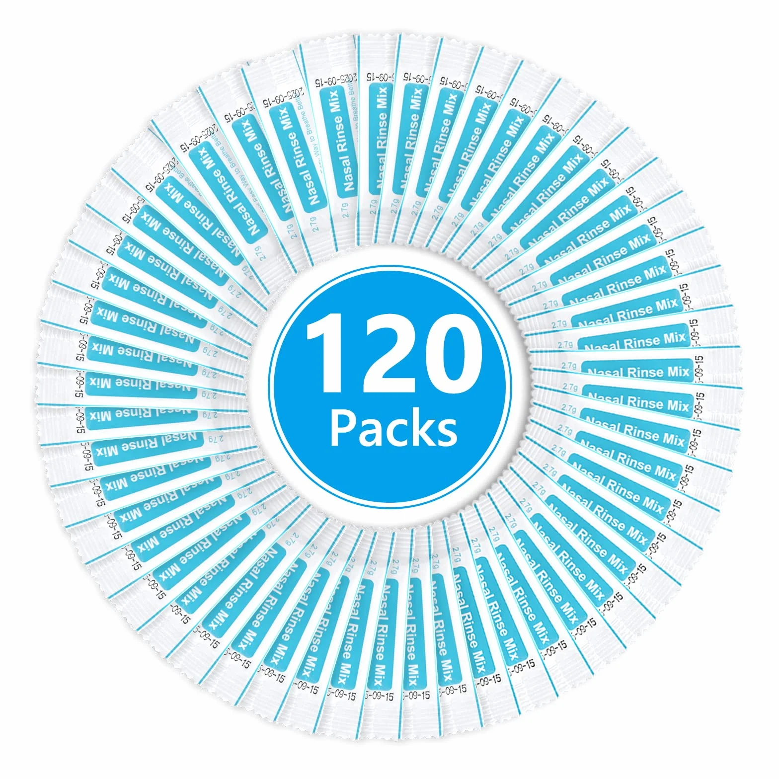 Sachets Sel Nasal 120x2.7g pour Douche Nasale, Irrigation Nez, Kit Sinus Rinse