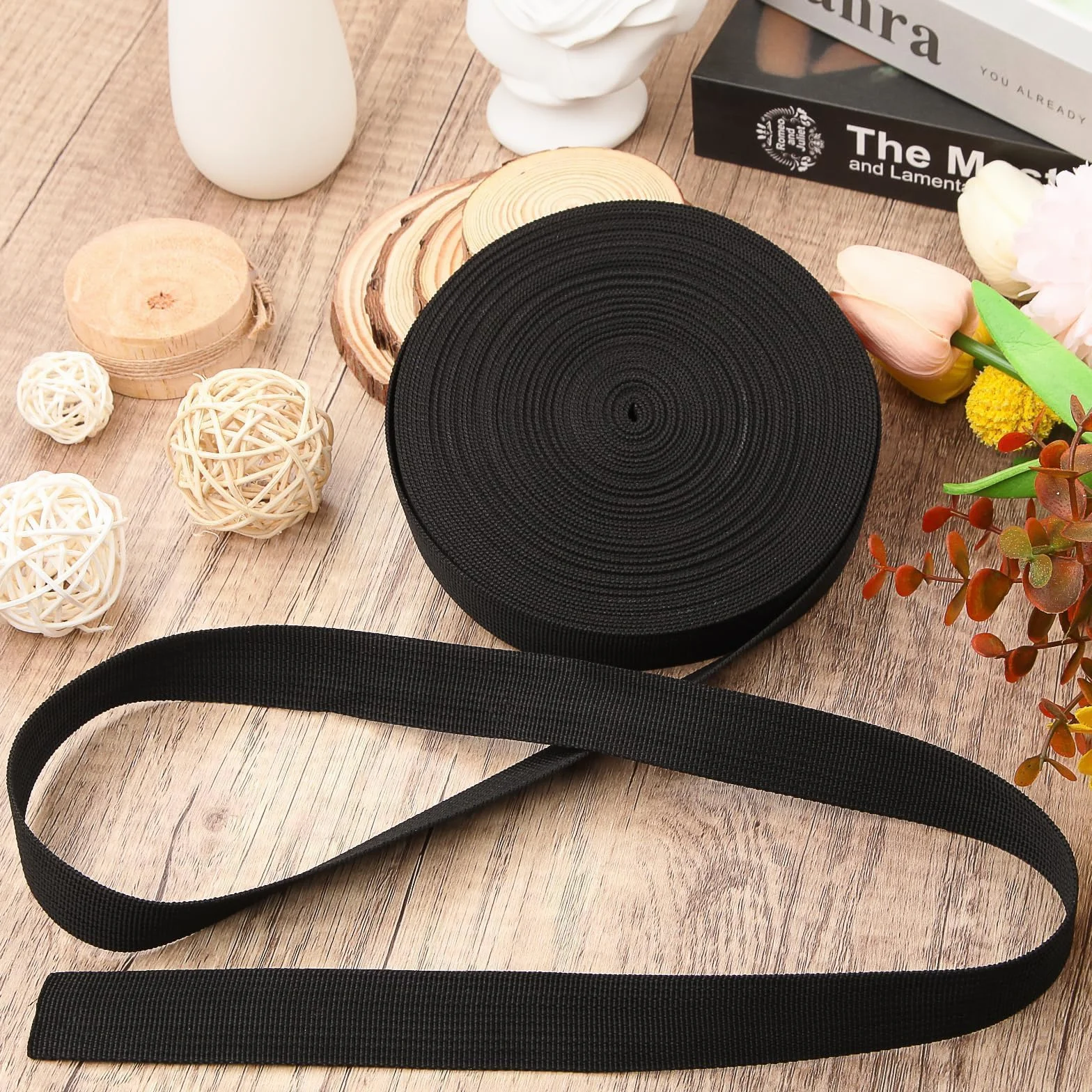 Sangle Couture Nylon Noire 15M 25mm Découpable pour Sac à Dos DIY