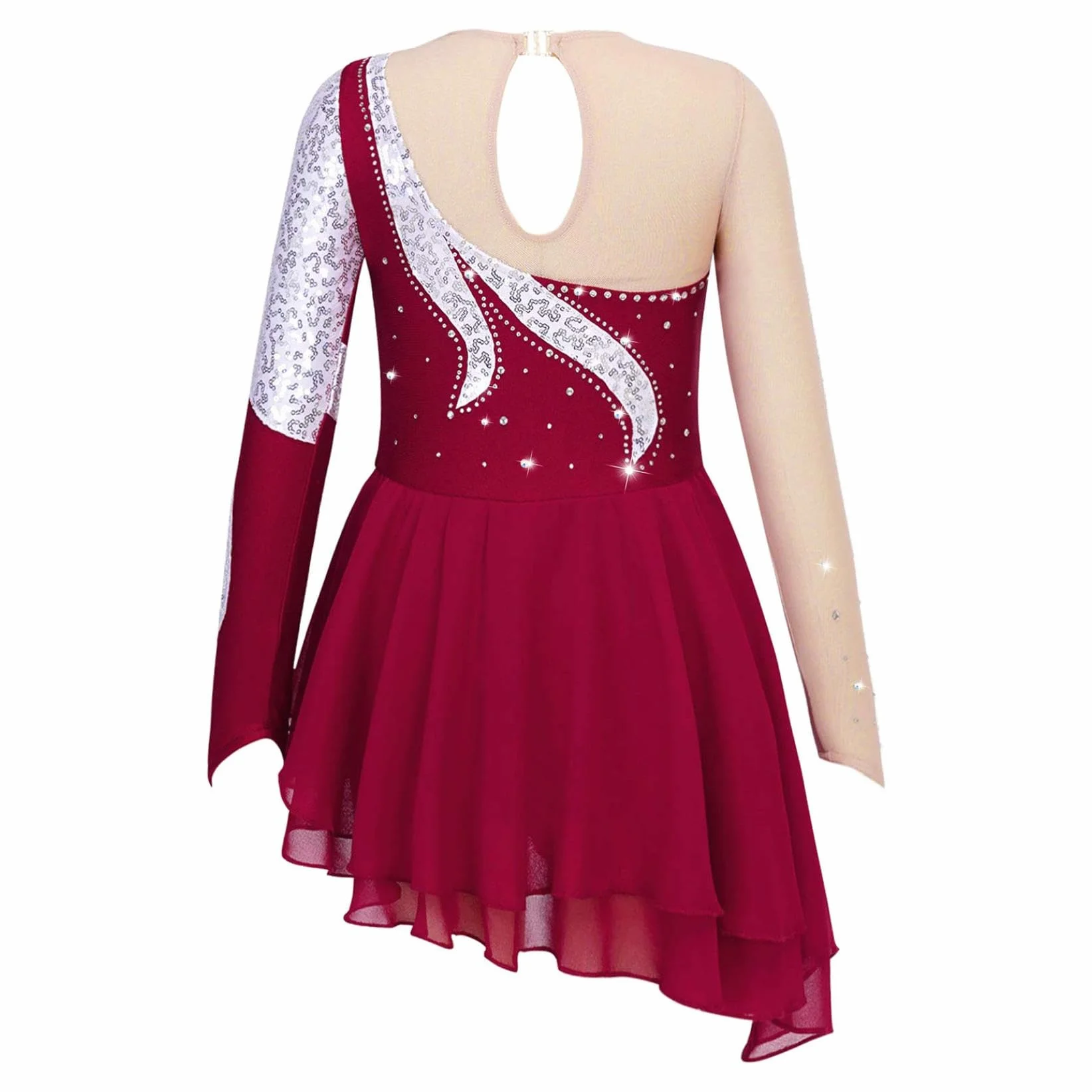 Justaucorps Robe Patinage Artistique Fille Enfant Gymnastique Ballet Danse Compétition
